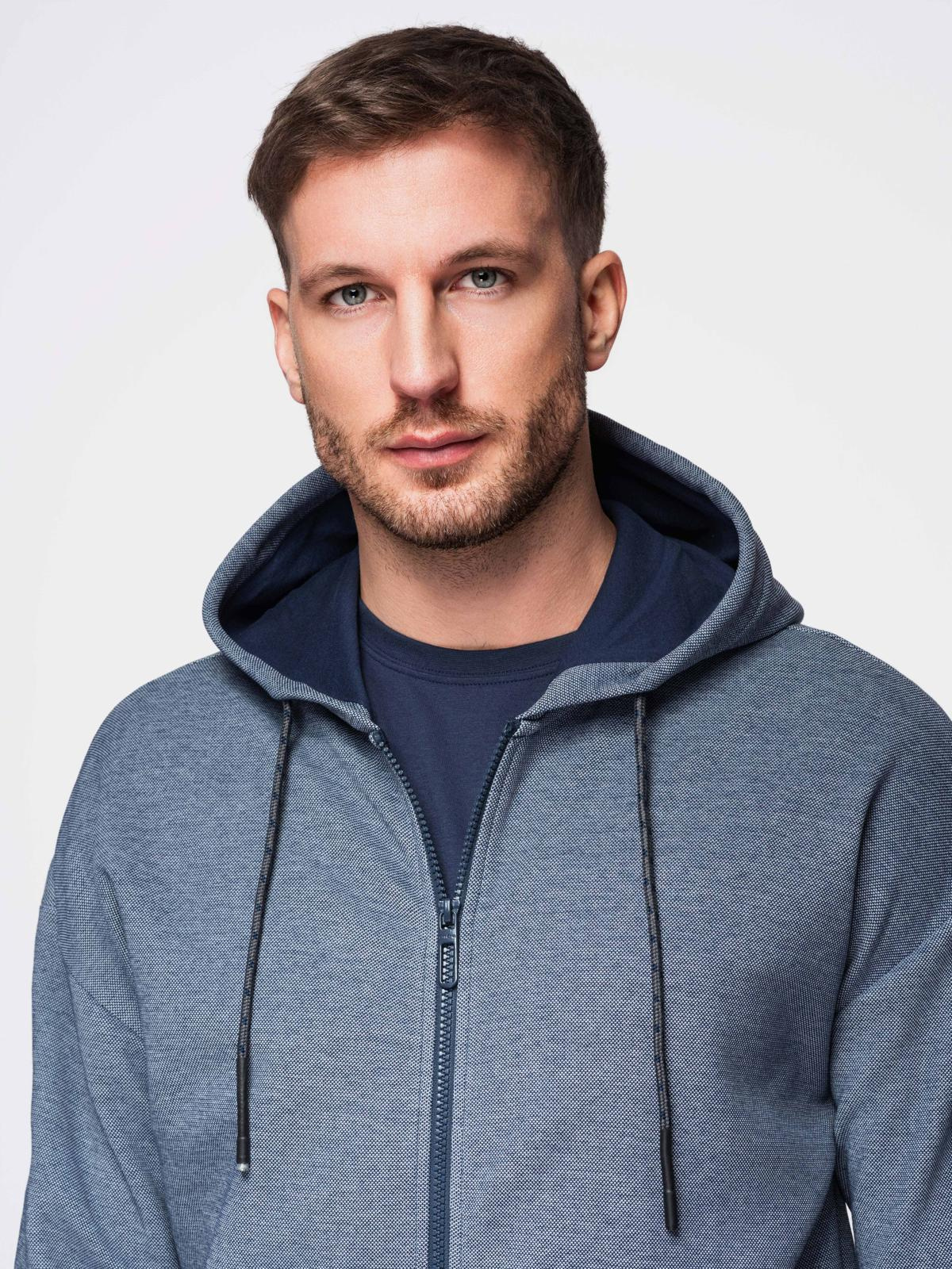 Ombre Men's soft-textured hooded sweatshirt - navy blue