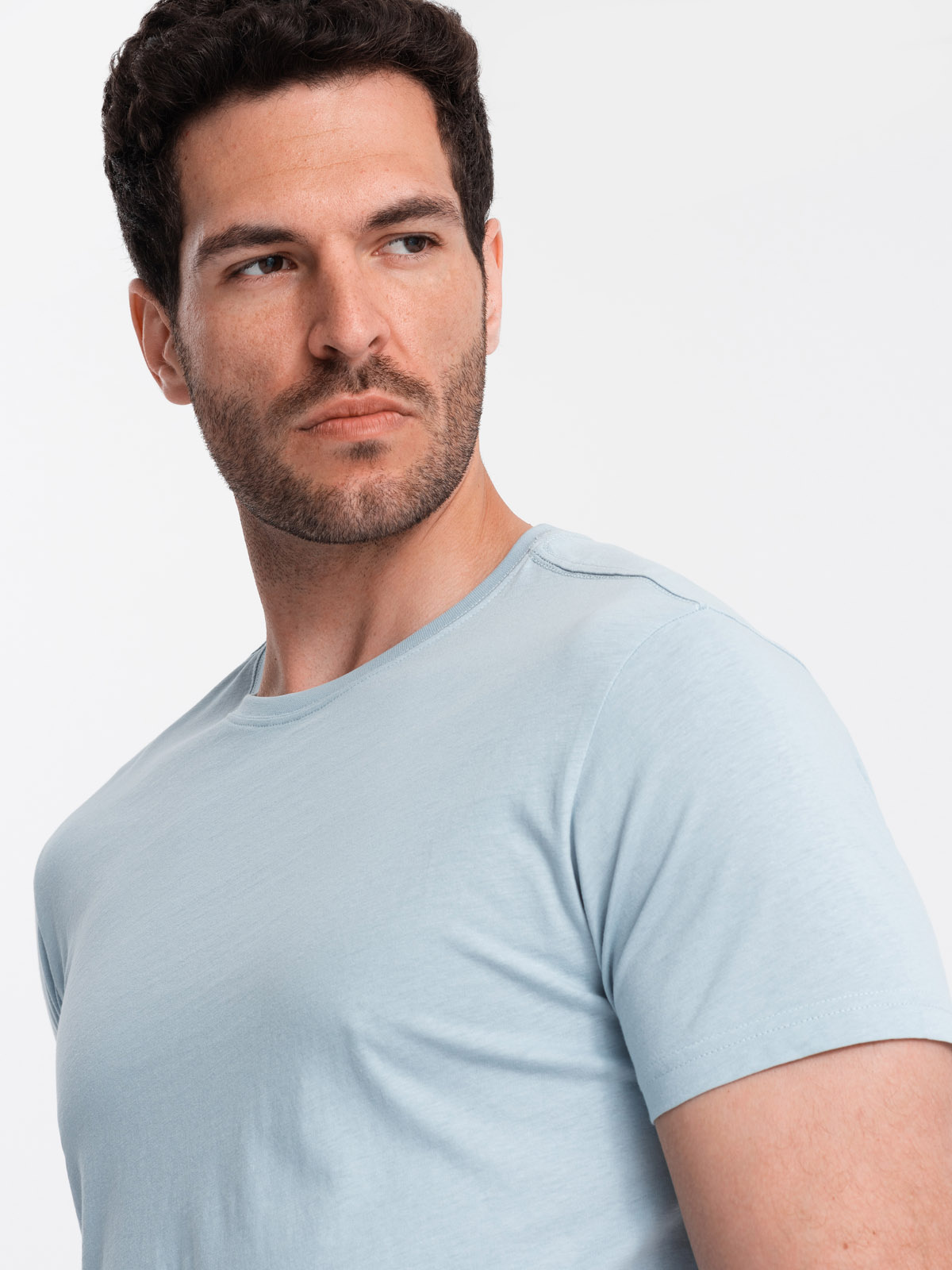Ombre BASIC men's classic cotton T-shirt - light blue