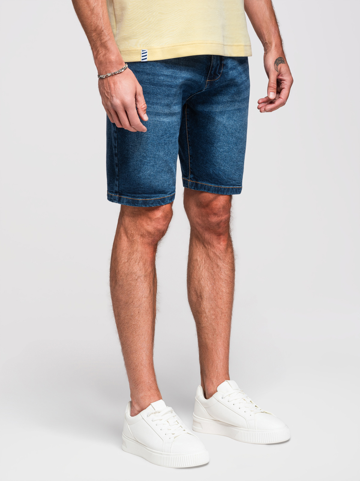 Ombre Men's denim shorts with classic cut - dark blue