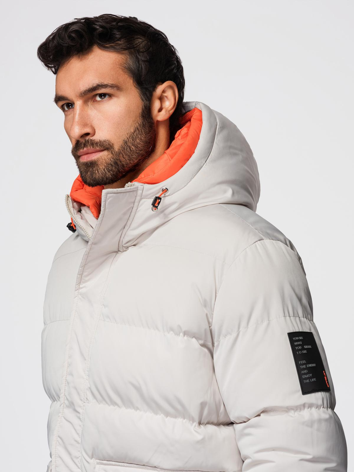Ombre Men's sports warm jacket with double hood - ash