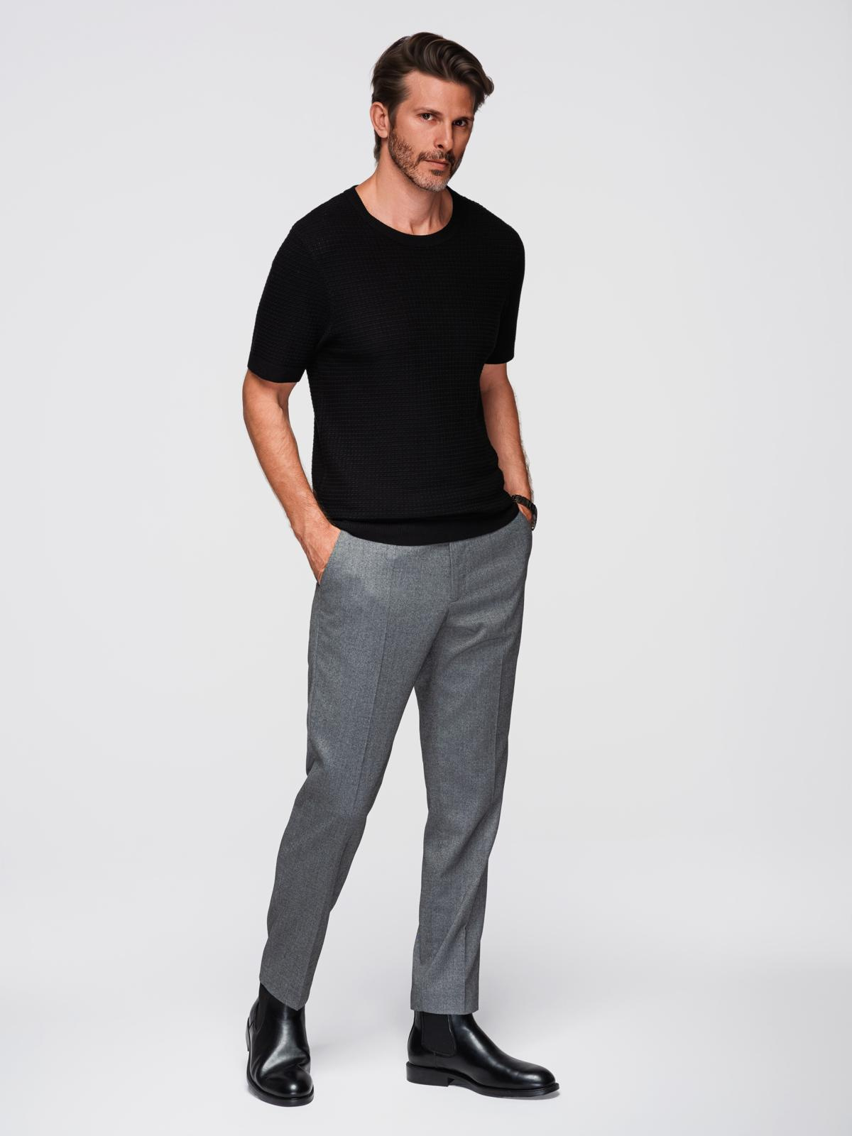 Ombre Men's structured knitted t-shirt - black