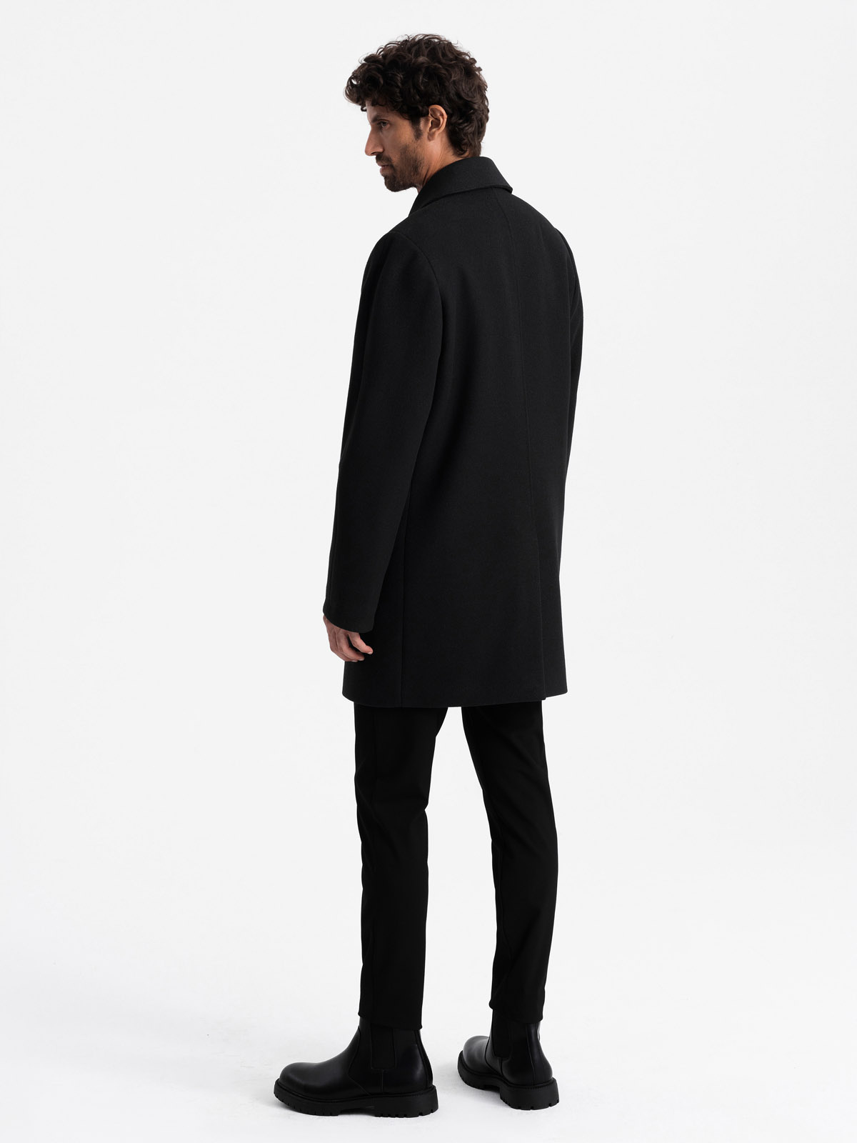 Ombre Men&#039;s double-breasted coat with decorative buttons - black