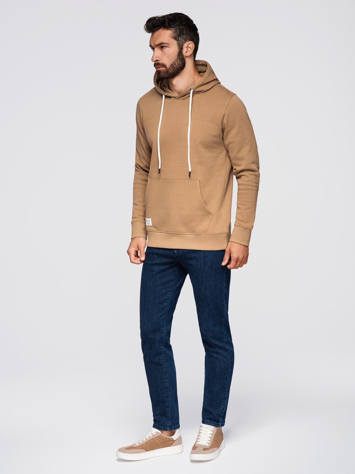 Ombre Men&#039;s kangaroo hooded sweatshirt - brown