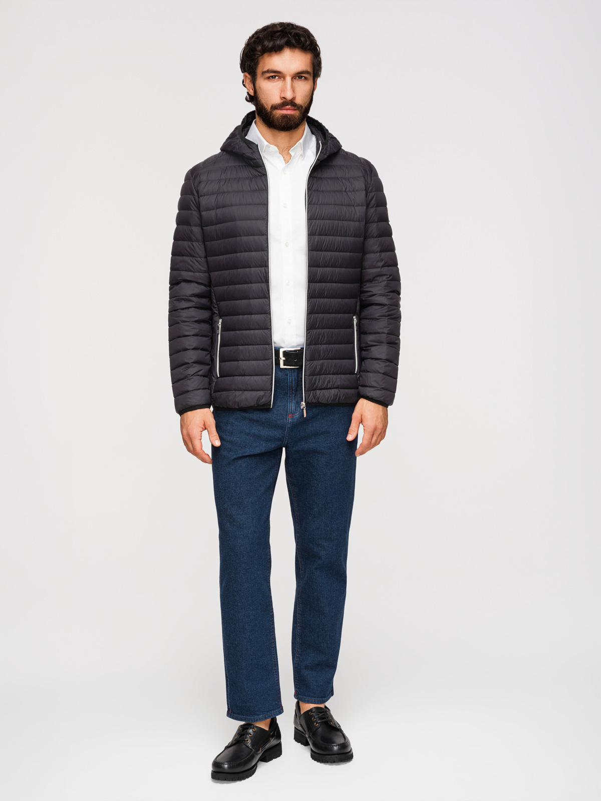 Ombre Ultralight men's natural down jacket with stowable pouch - black