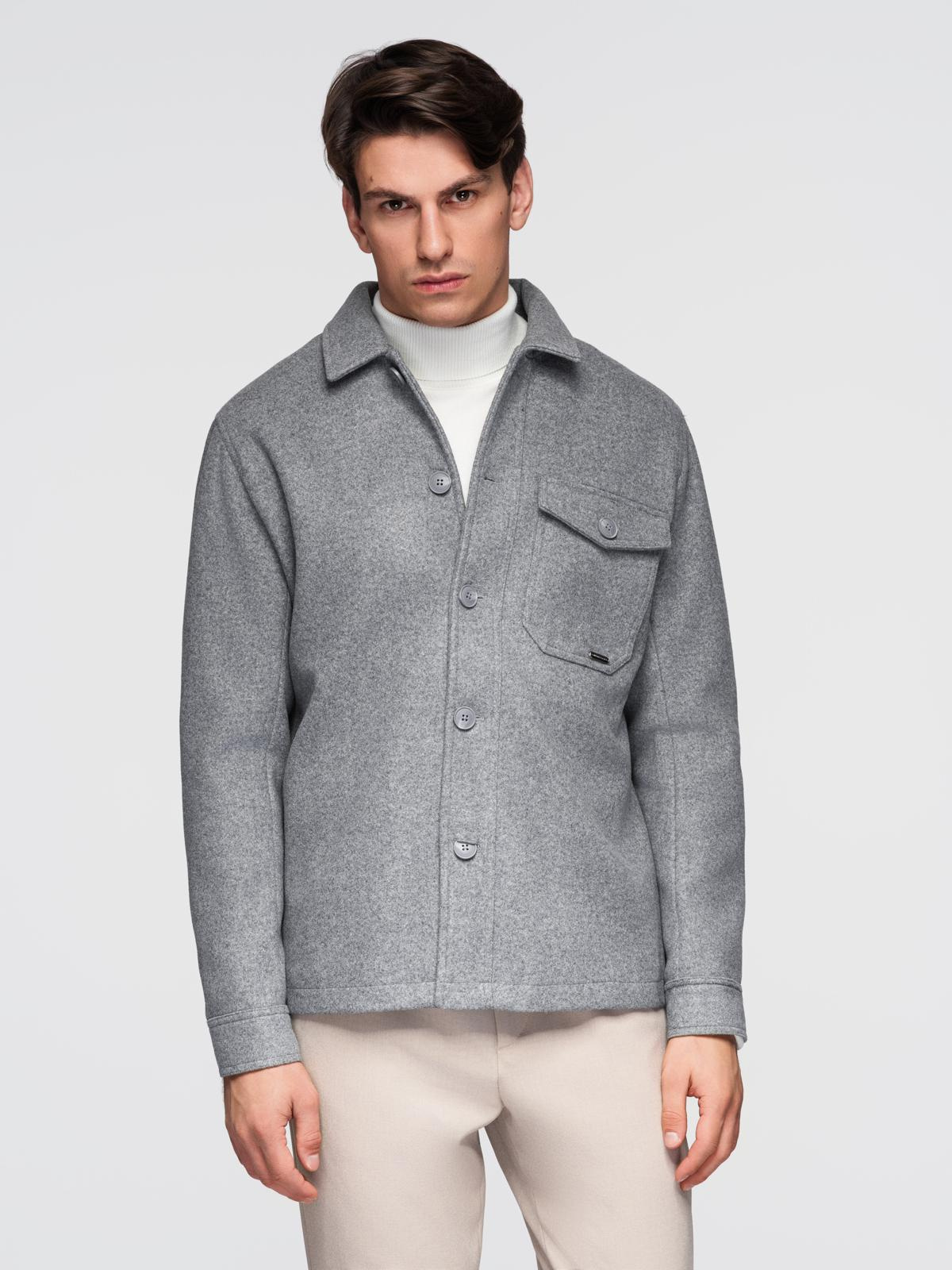 Ombre Men&#039;s lightweight fleece jacket with viscose - gray