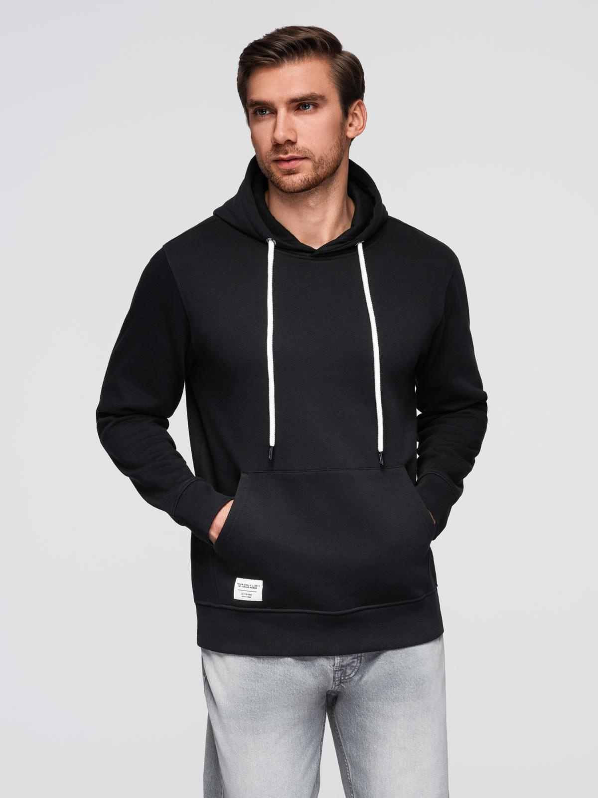 Ombre Men's kangaroo sweatshirt with hood - black