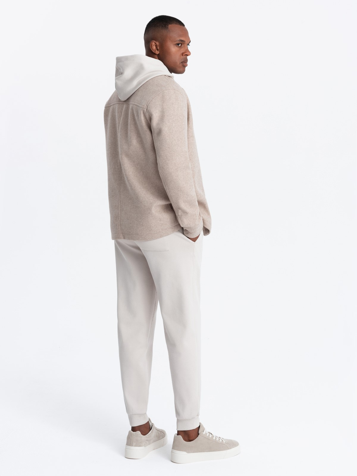 Ombre Men&#039;s lightweight fleece jacket with viscose - beige