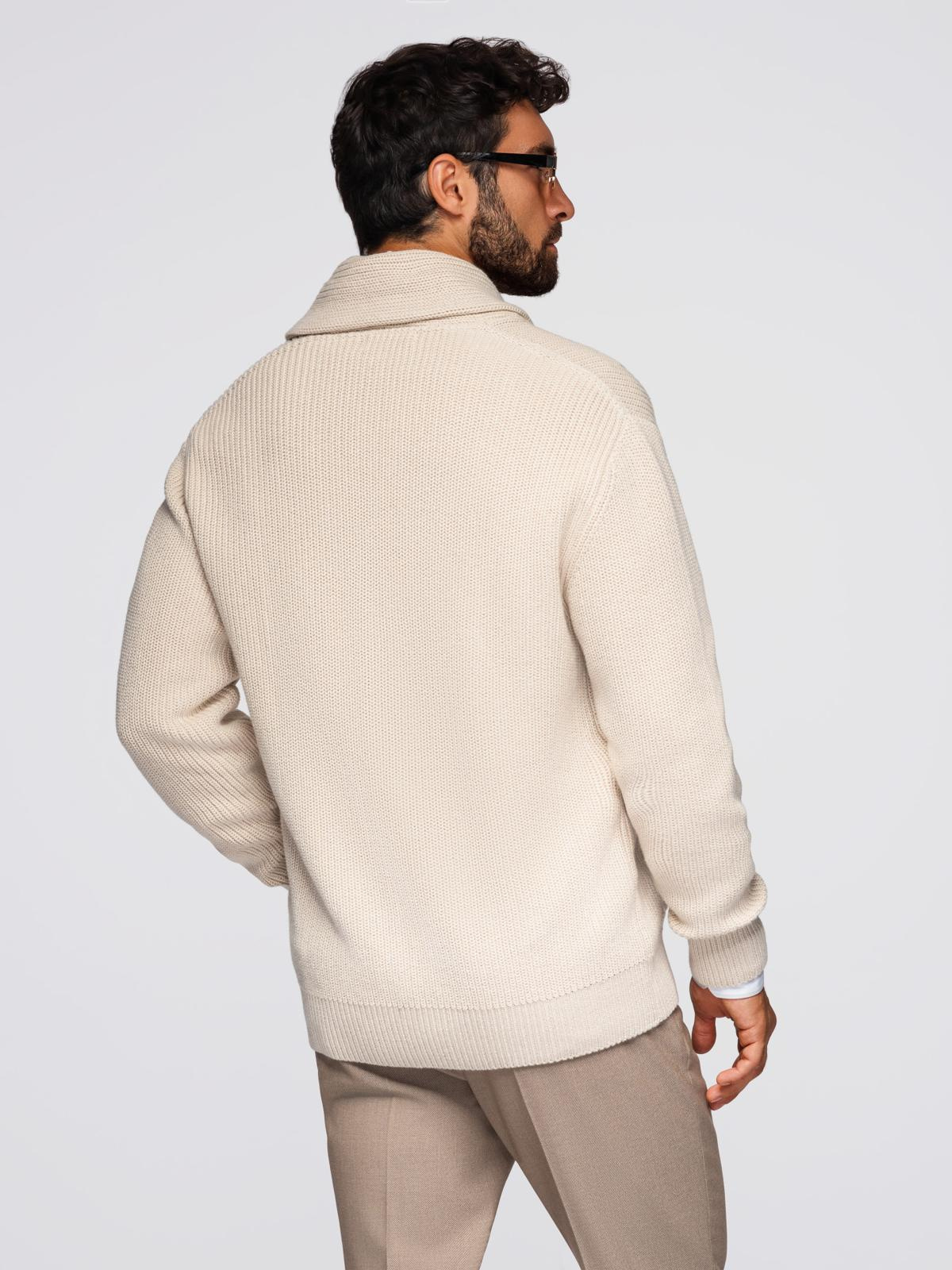 Ombre Men's cotton cardigan sweater with shawl collar - beige