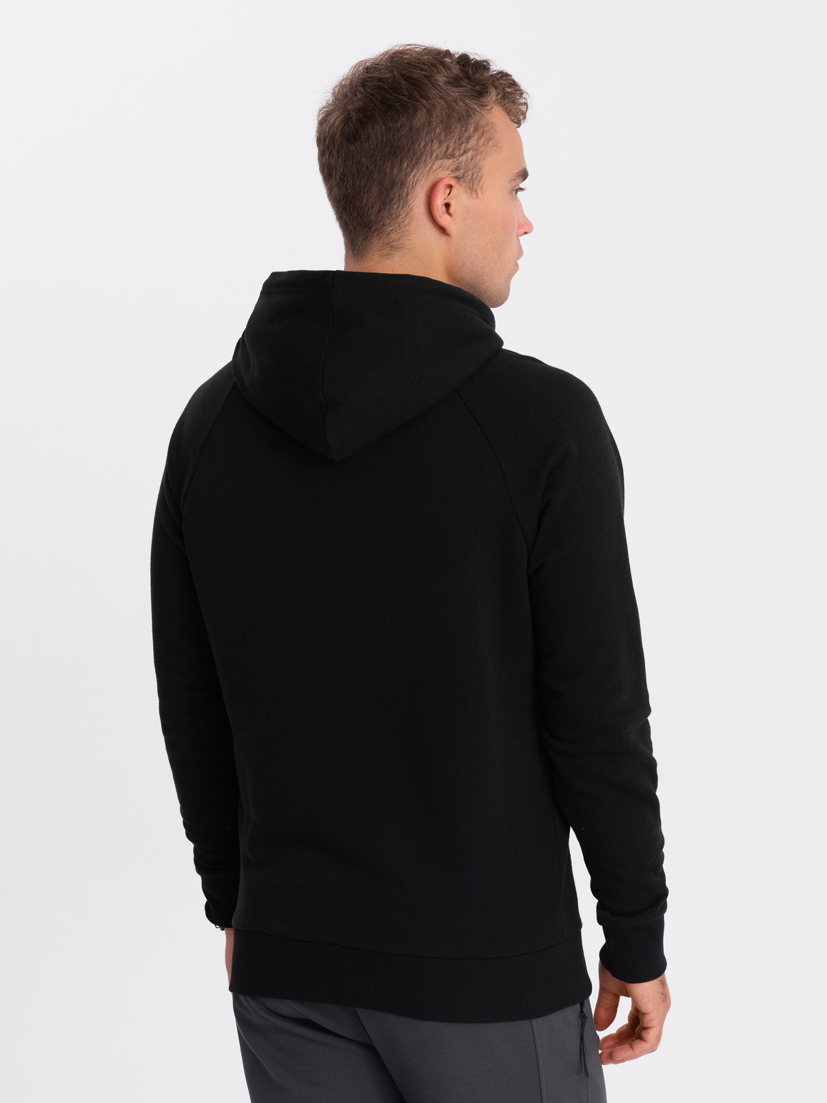 Ombre Men's non-stretch hooded sweatshirt with print - black