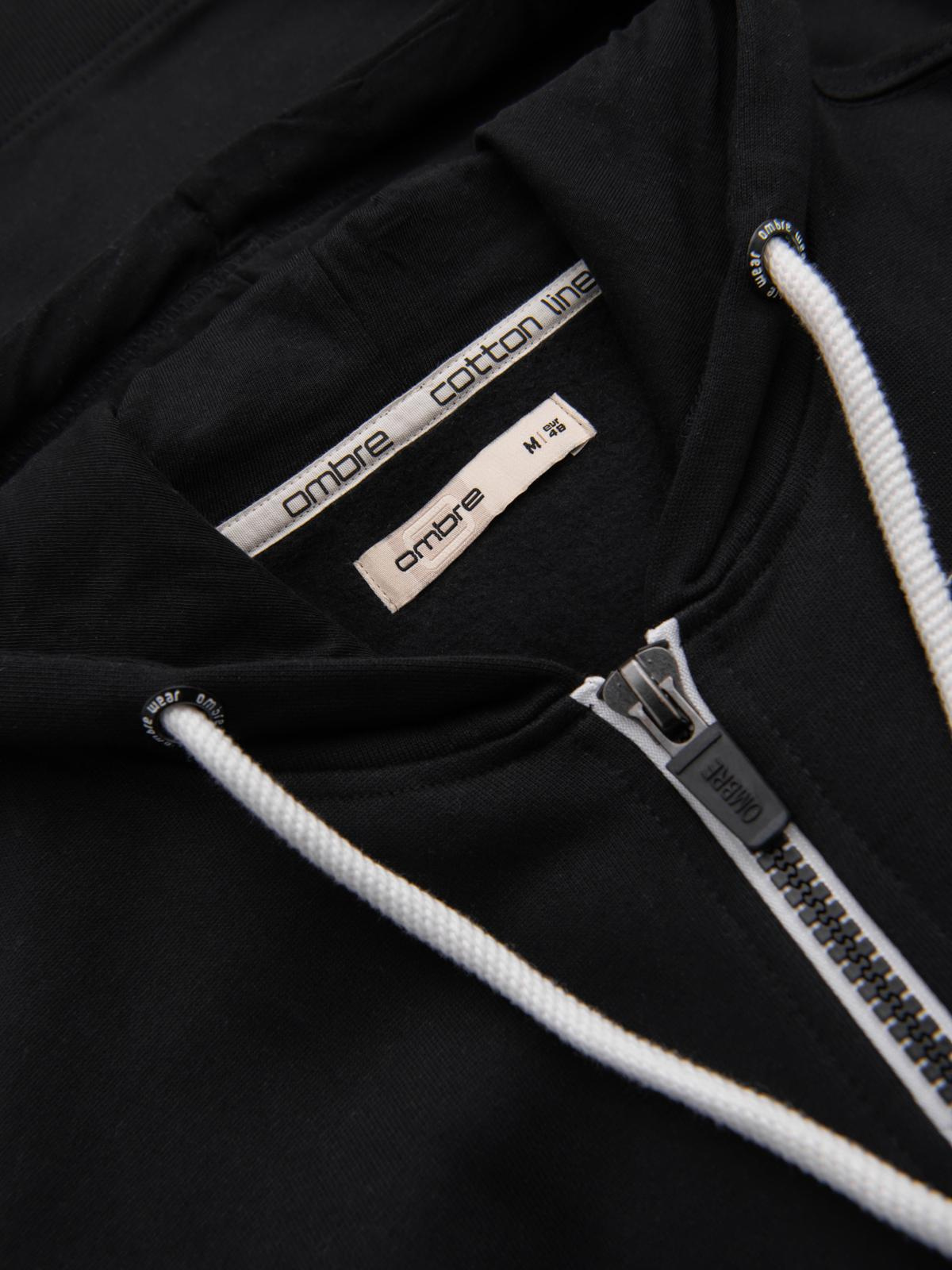 Ombre Men&#039;s BASIC unbuttoned hooded sweatshirt - black