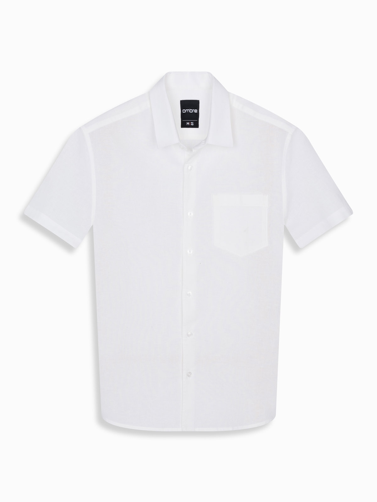 Ombre Men&#039;s short-sleeved linen-cotton shirt with pocket - broken white