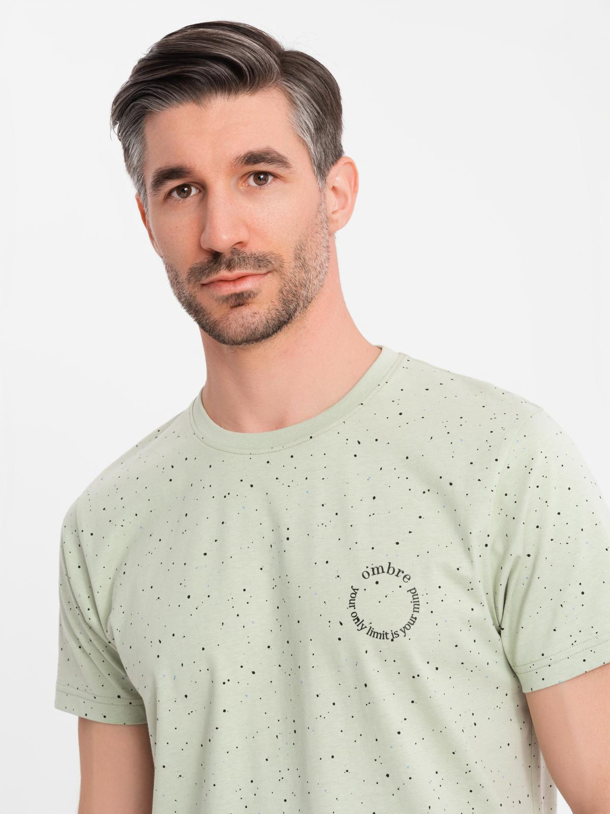 Ombre Men&#039;s printed cotton T-shirt with round neckline - mint