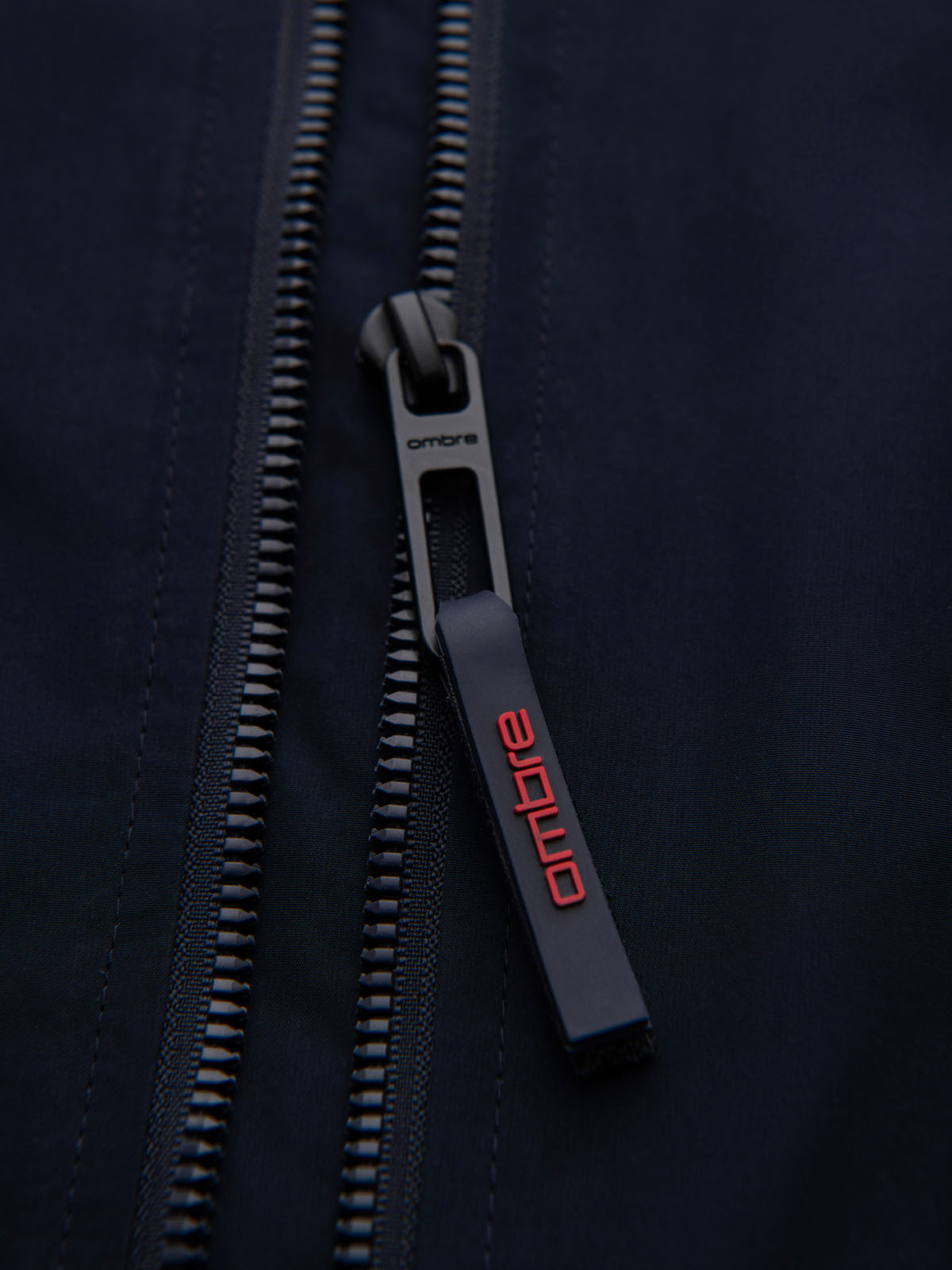 Ombre Men&#039;s jacket with hood and high collar - navy blue