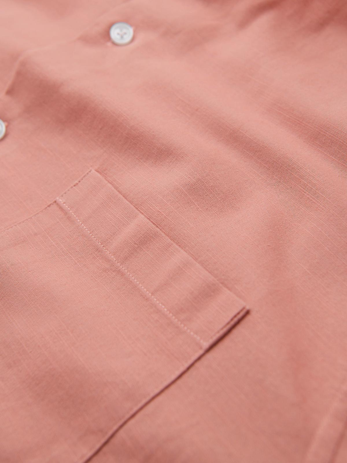 Ombre Men's linen shirt with collar and pocket REGULAR FIT - peach