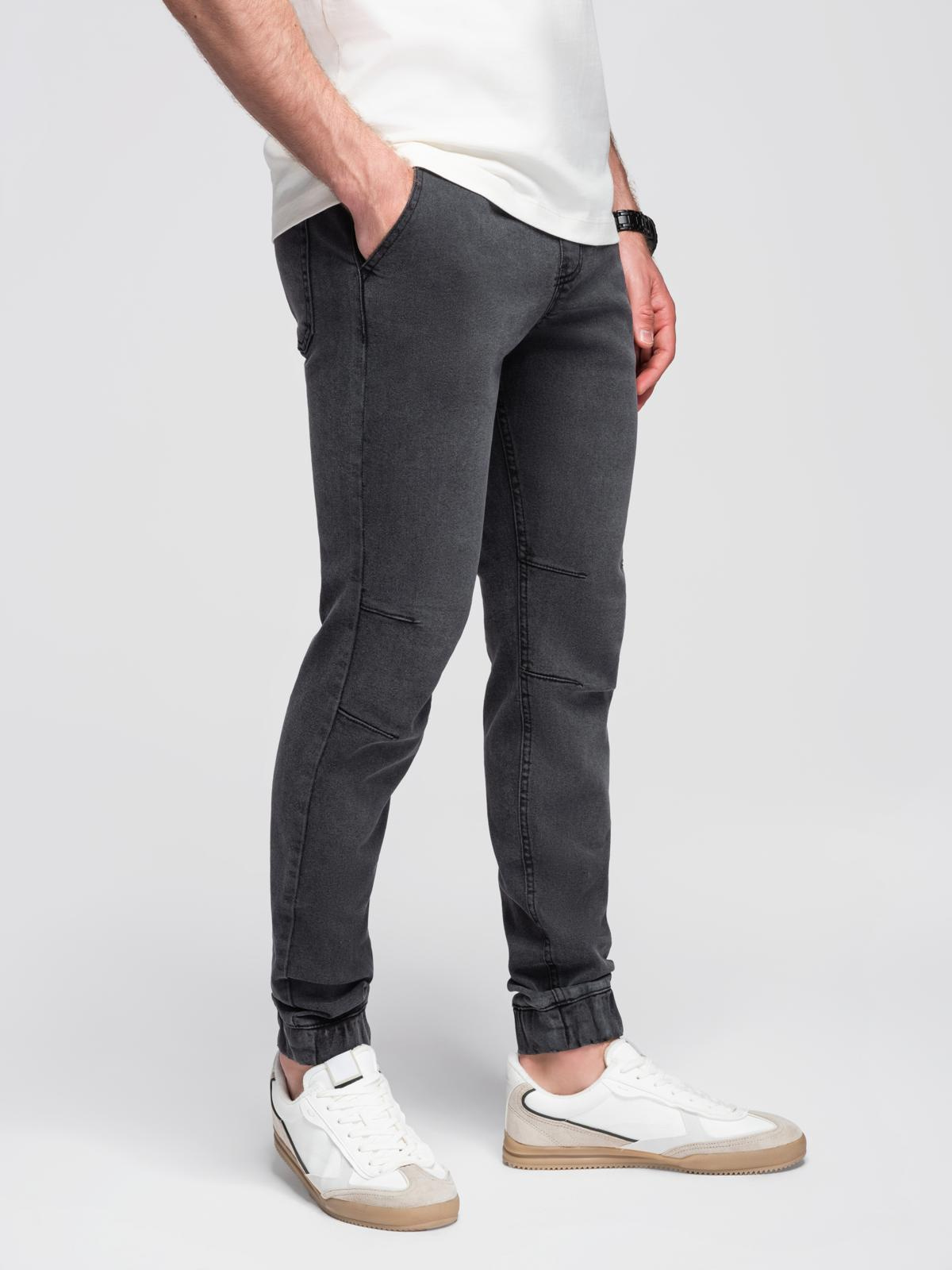 Ombre Men&#039;s JOGGERS denim pants with wash effect - grey