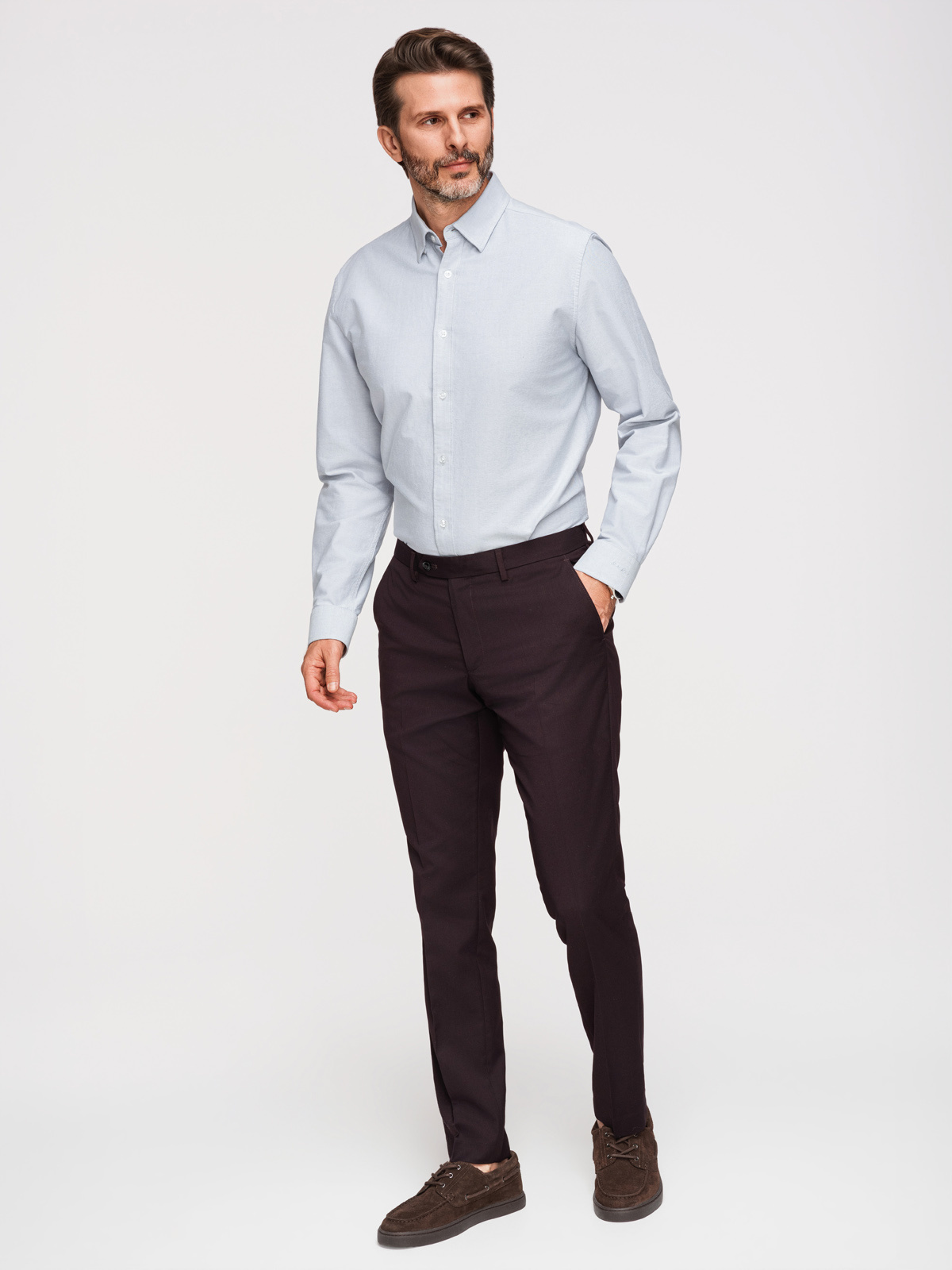 Ombre Elegant men's oxford shirt with embroidery - blue