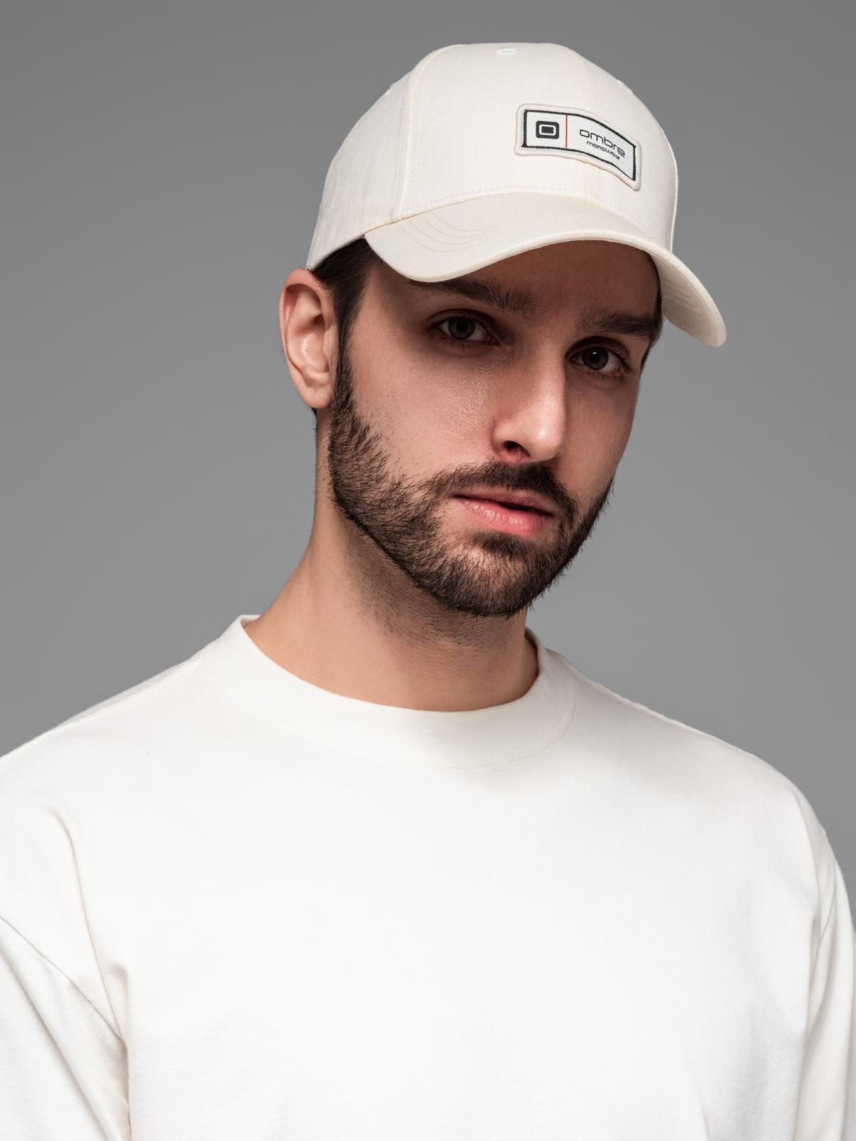 Ombre Men's baseball cap with visor and patch - cream