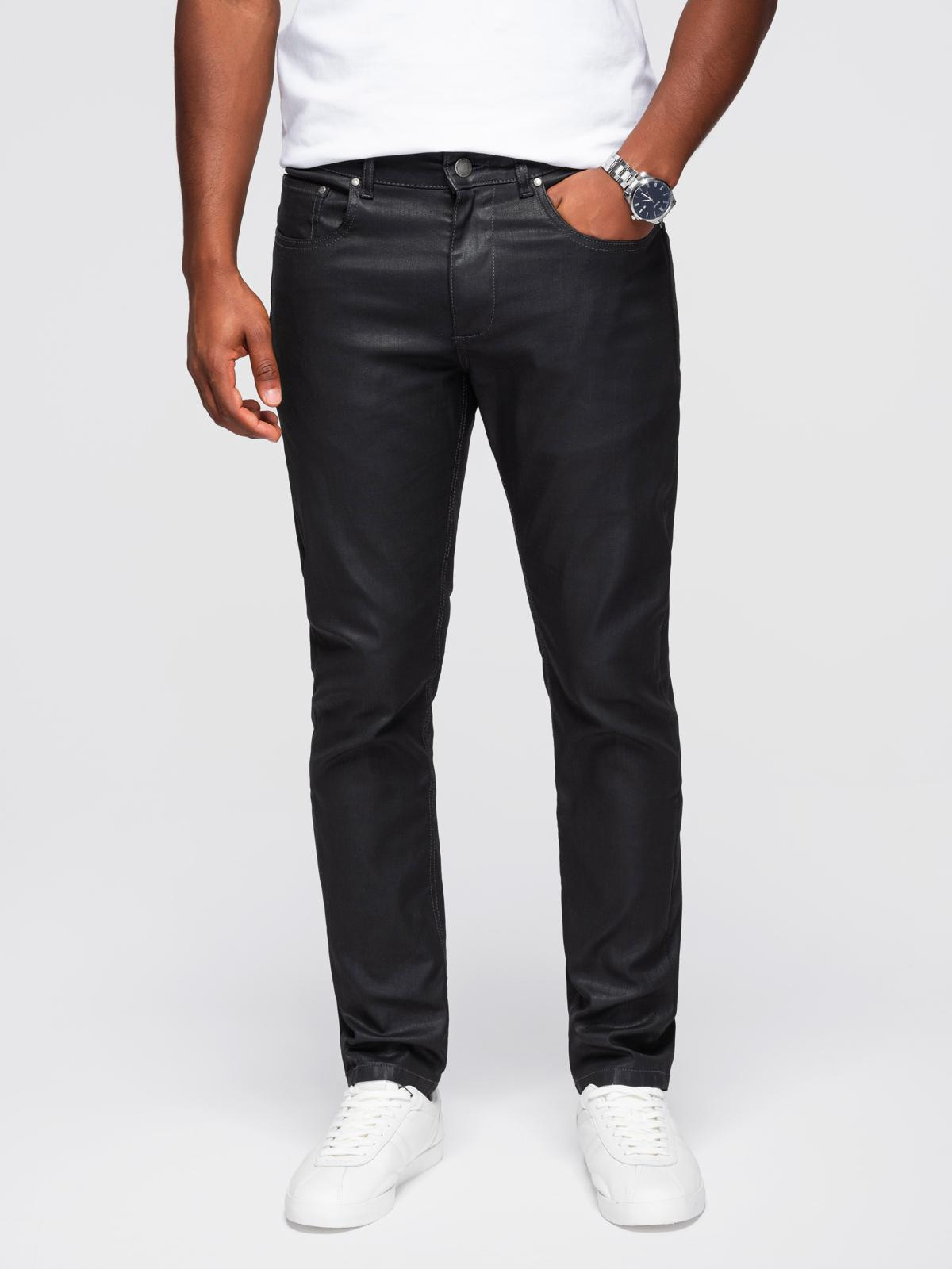 Ombre Men&#039;s waxed denim SLIM FIT pants - black