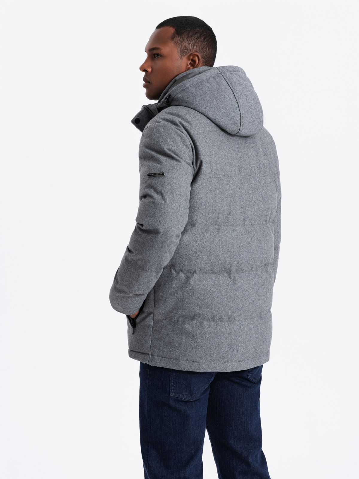 Ombre Men's lightweight jacket with mesh lining and hood - grey