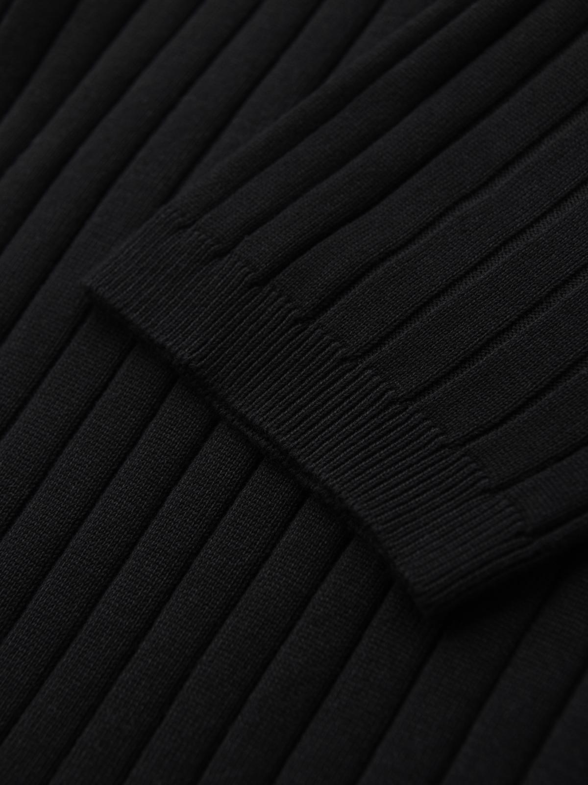 Ombre Men's SLIM FIT viscose vertical striped polo shirt - black