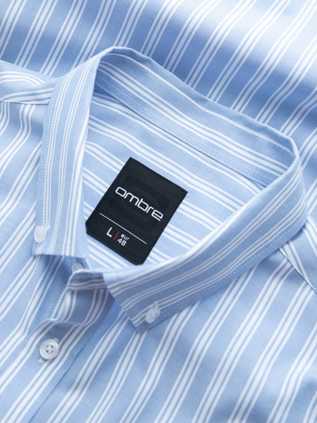 Ombre Men&#039;s REGULAR FIT shirt in white stripes with pocket - blue