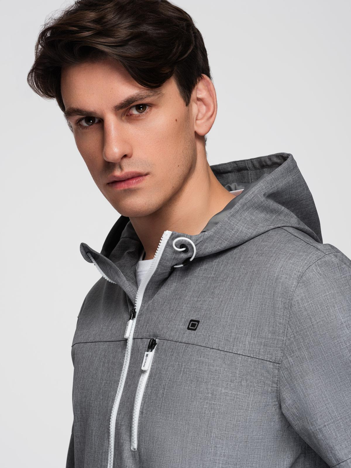 Ombre Men&#039;s lightweight sports jacket with fleece lining - gray