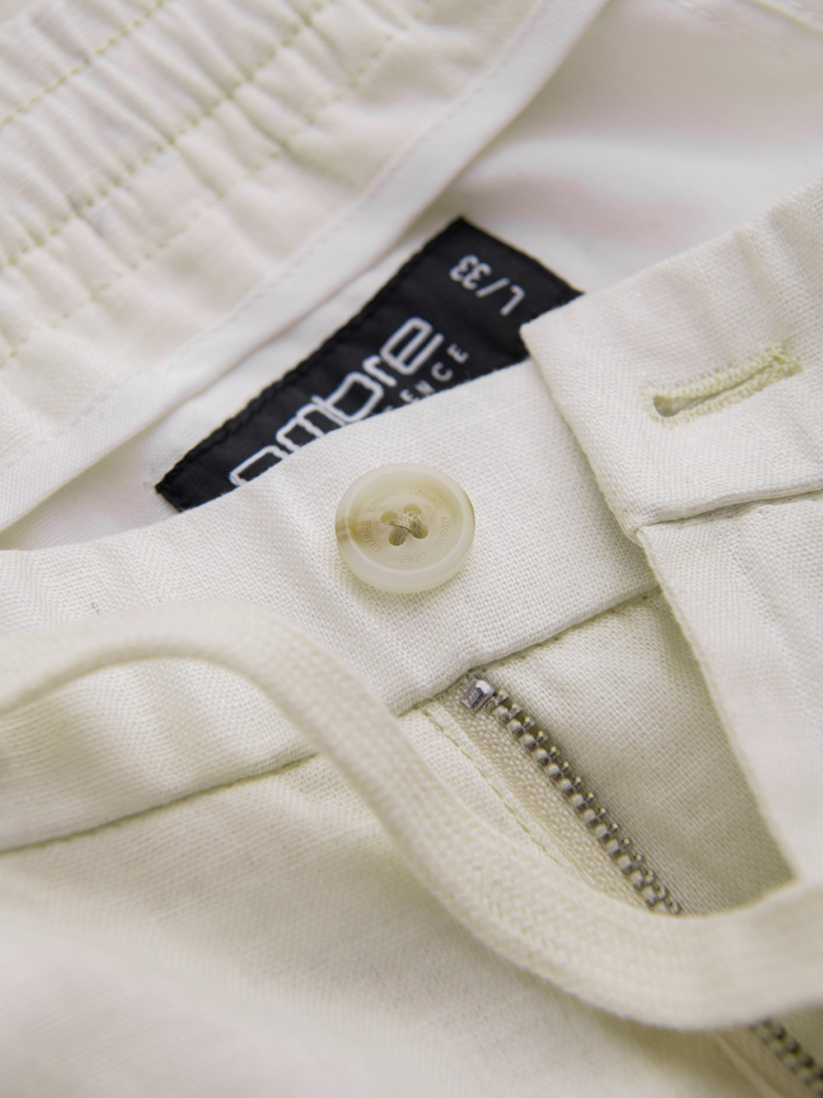 Ombre Men's linen blend roll-up chino pants - cream