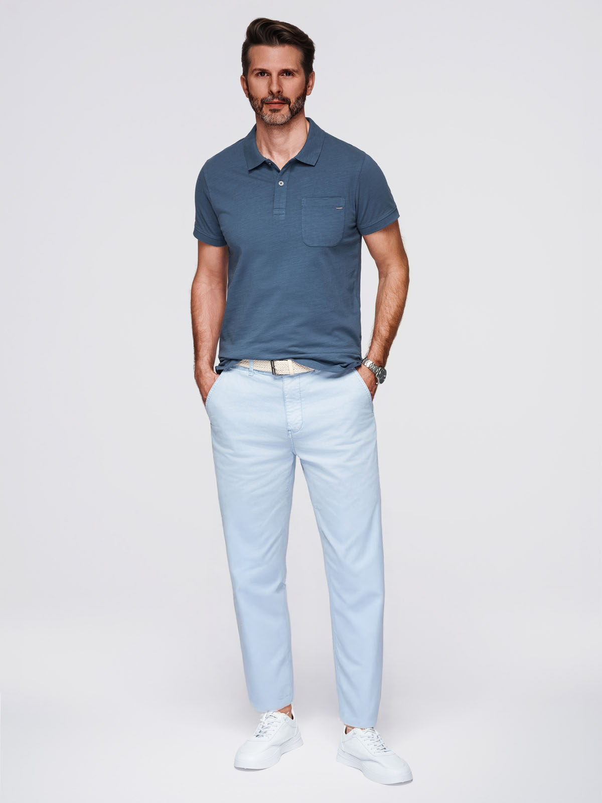 Ombre Men's polo t-shirt with decorative buttons