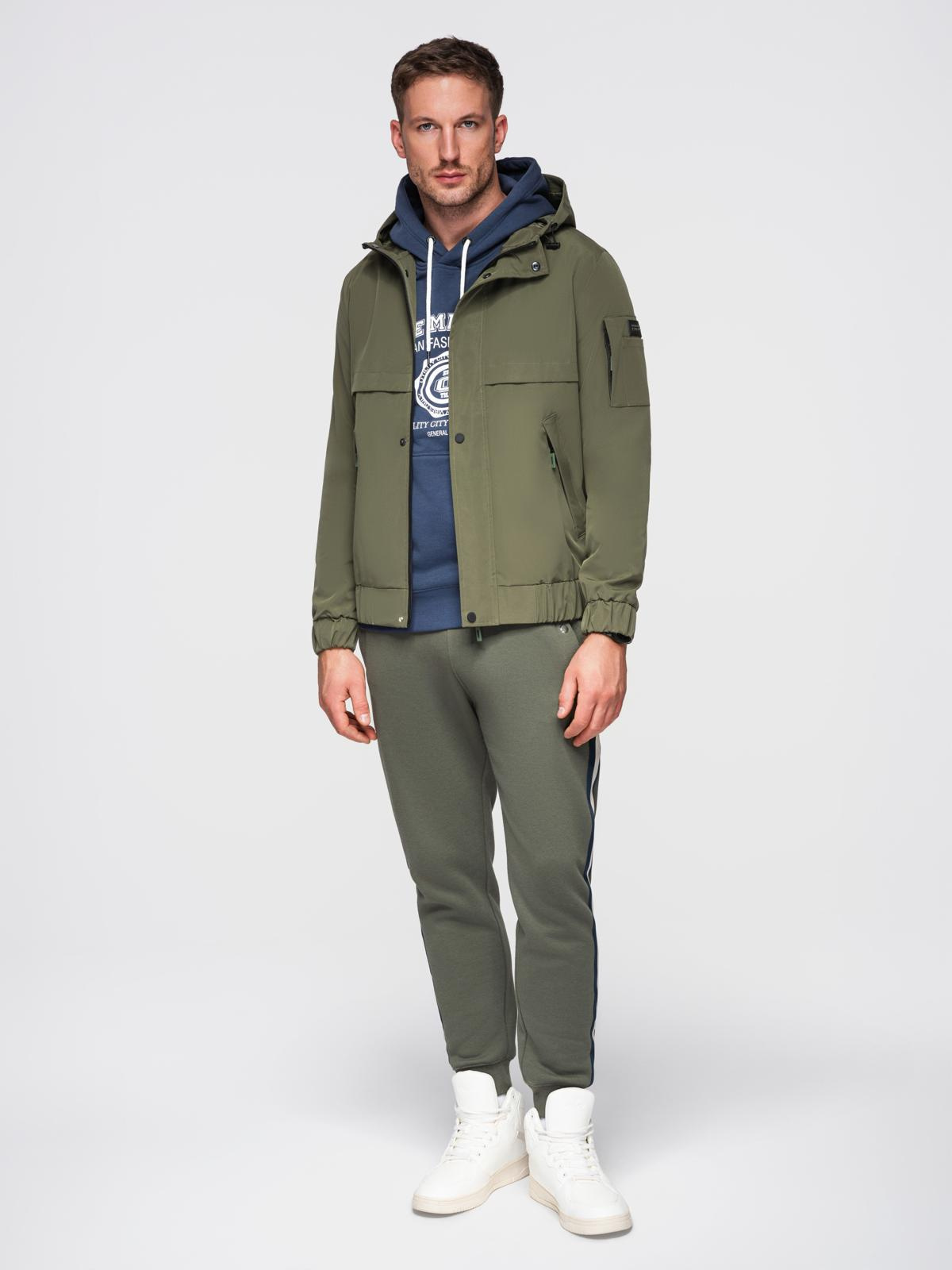 Ombre Men&#039;s functional transitional jacket with hood - olive