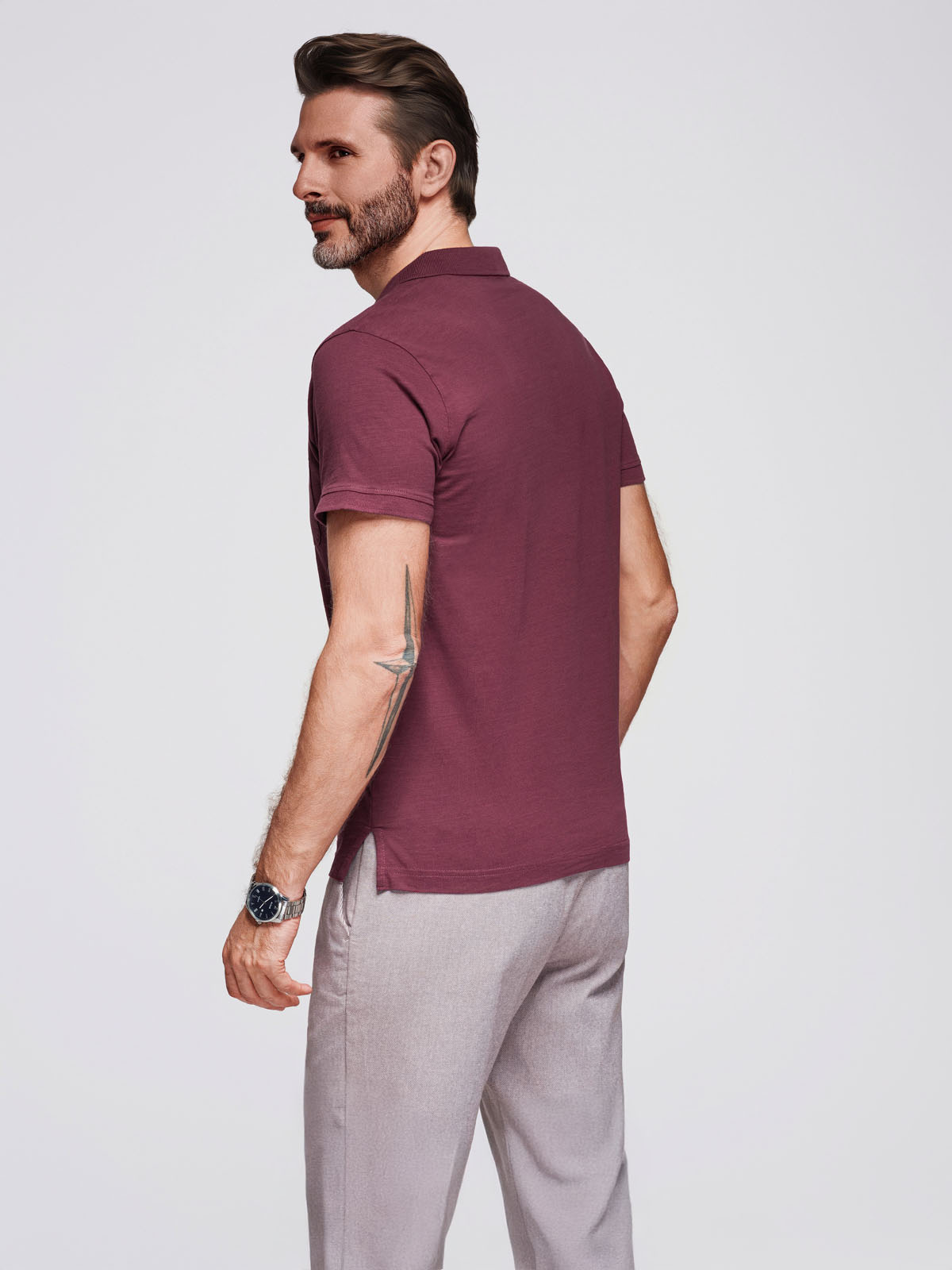 Ombre Men's polo t-shirt with decorative buttons