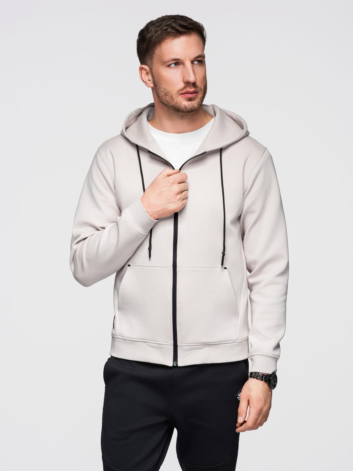 Ombre Sweatshirt unzipped hoodie in streetwear style - sand