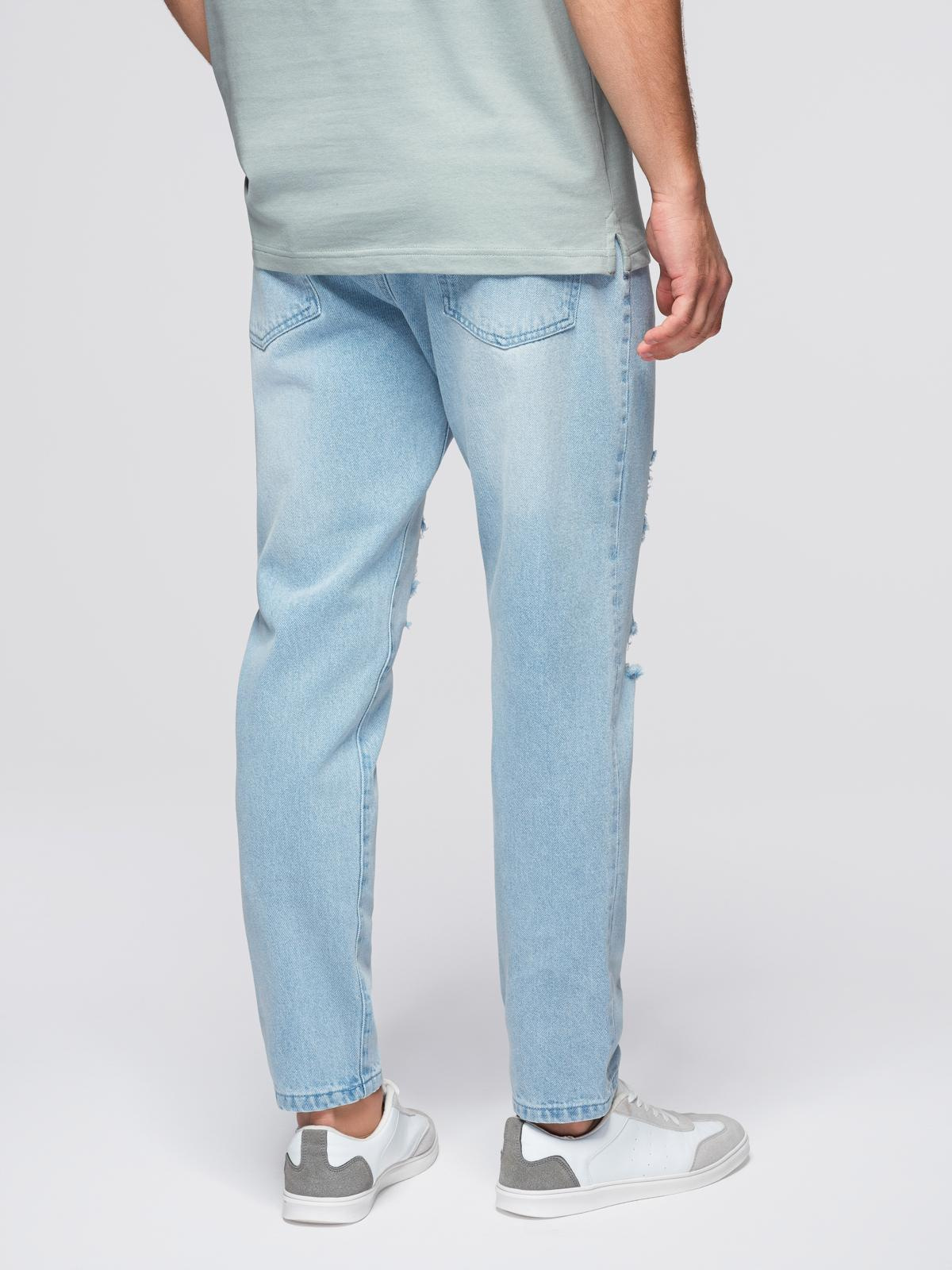Ombre Men&#039;s CARROT FIT denim pants with rubbing - light blue