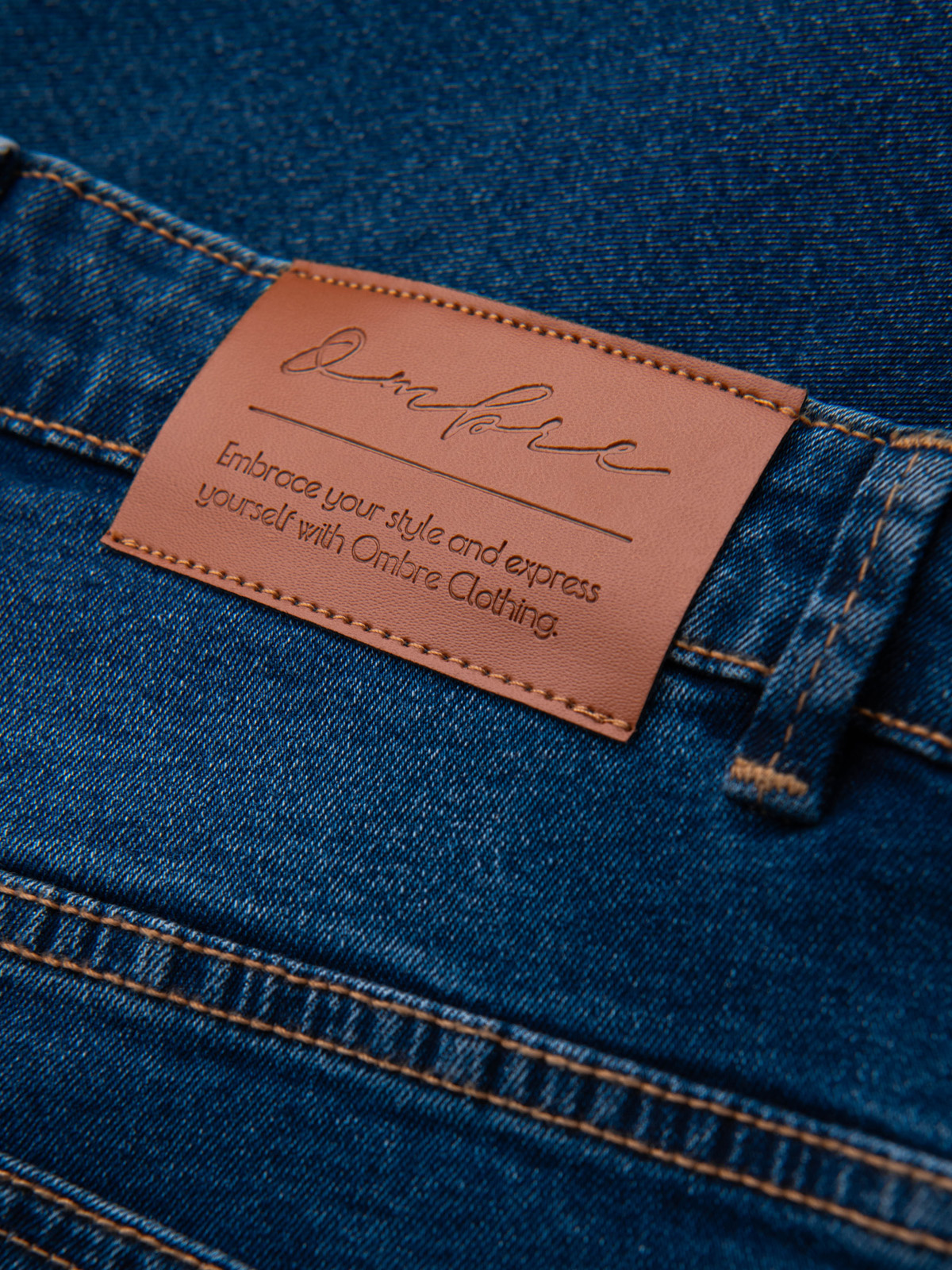 Ombre Men&#039;s denim JOGGERS pants with classic bandage - blue