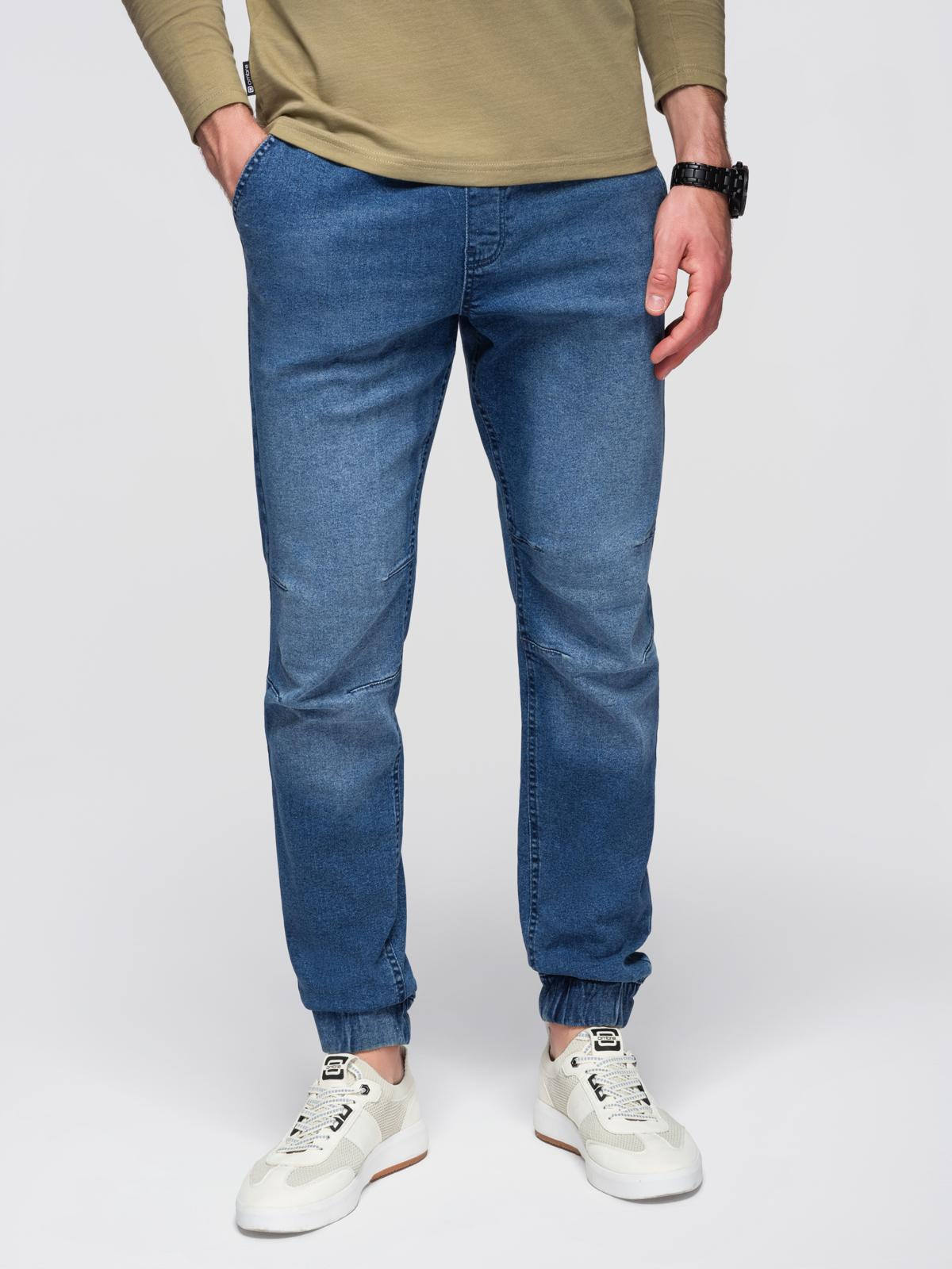 Ombre Mens wash-effect denim JOGGERS pants - blue