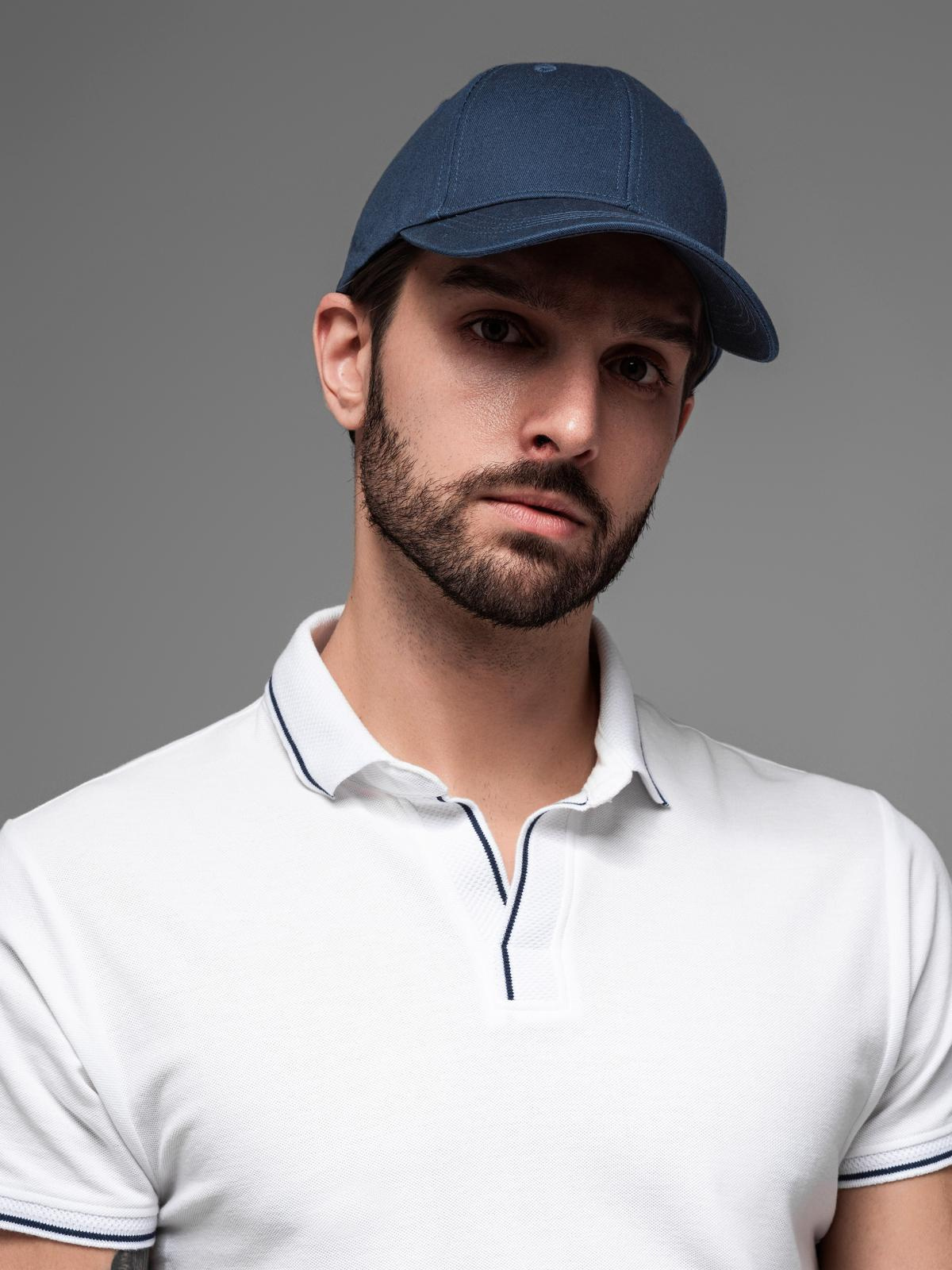 Ombre Men's baseball cap with decorative embroidery - navy blue