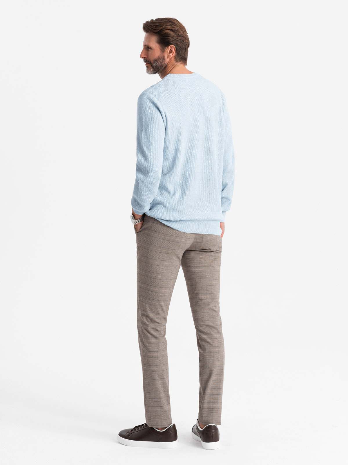 Ombre Men's mélange structured knit sweater - blue