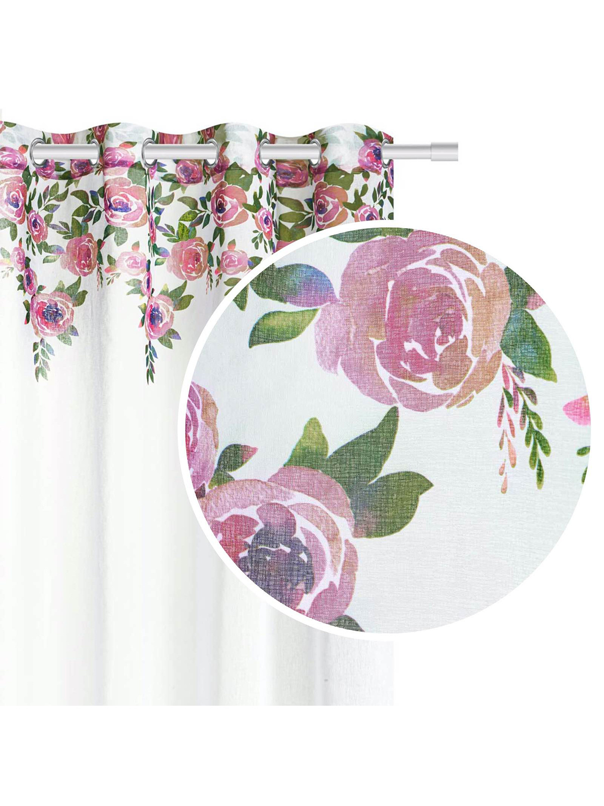Edoti Curtain With Flowers Mansion 140x250 A490