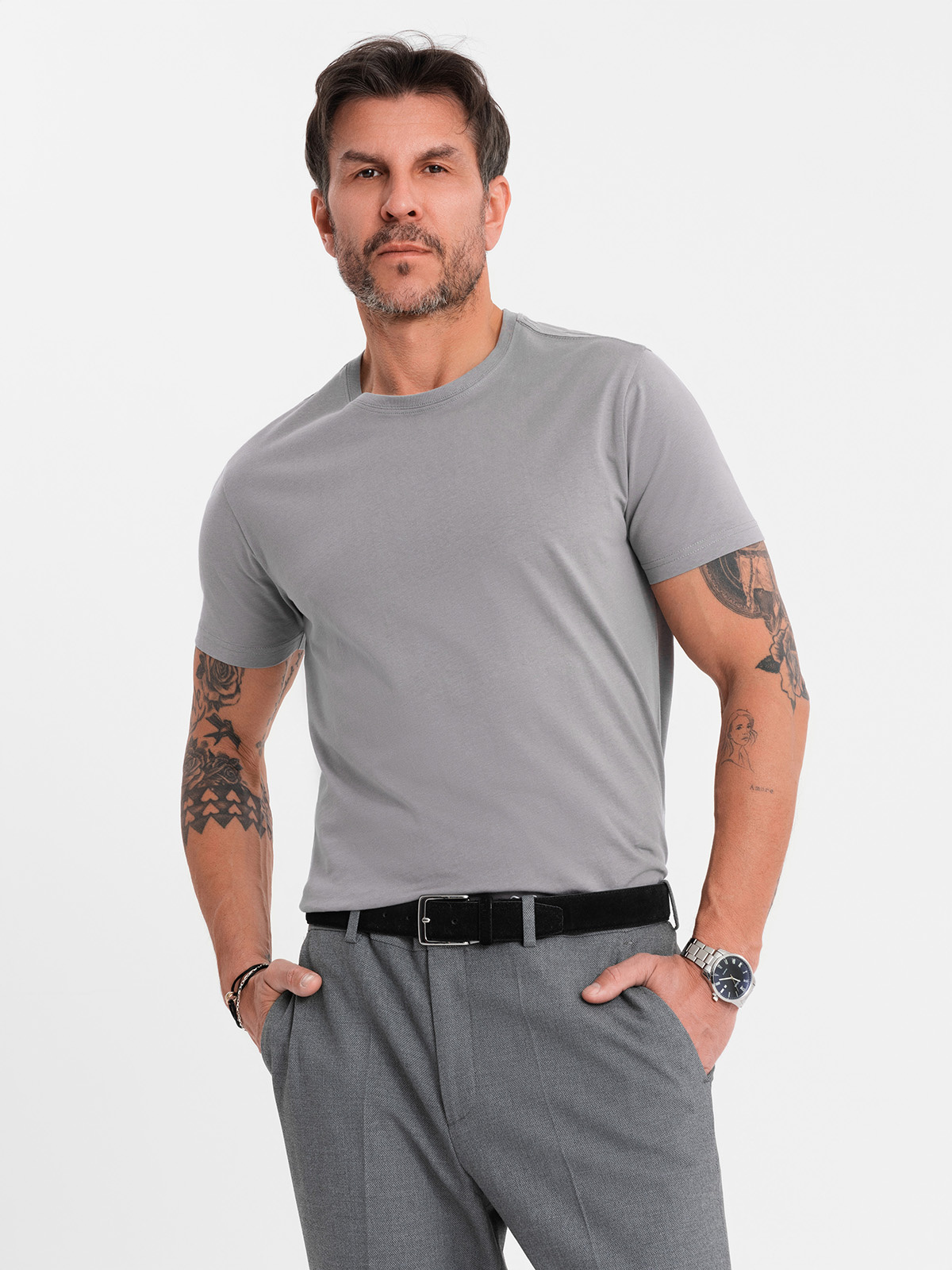 Ombre Classic BASIC men's cotton T-shirt - grey