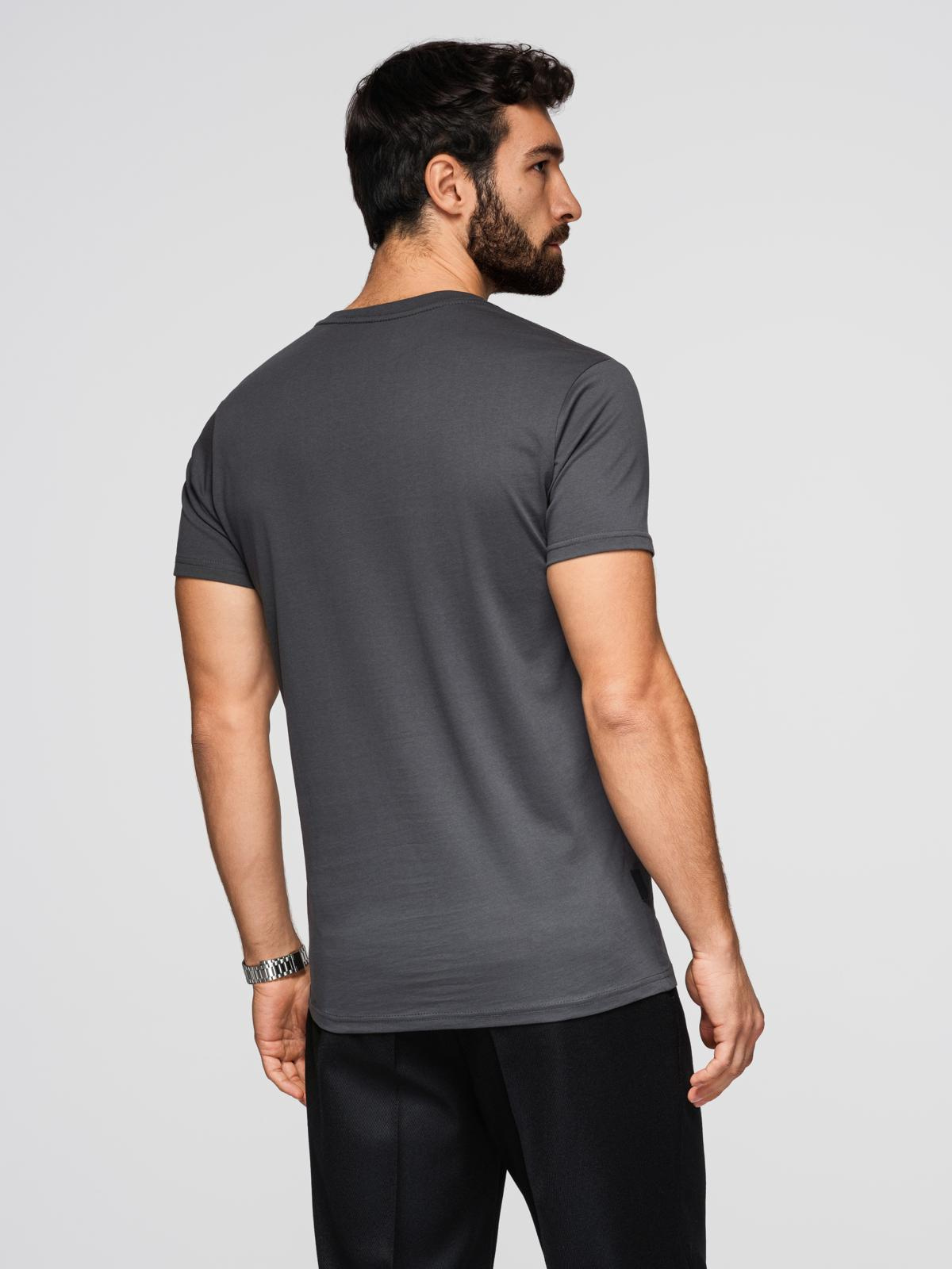 Ombre Men's BASIC classic cotton T-shirt with a serape neckline - graphite