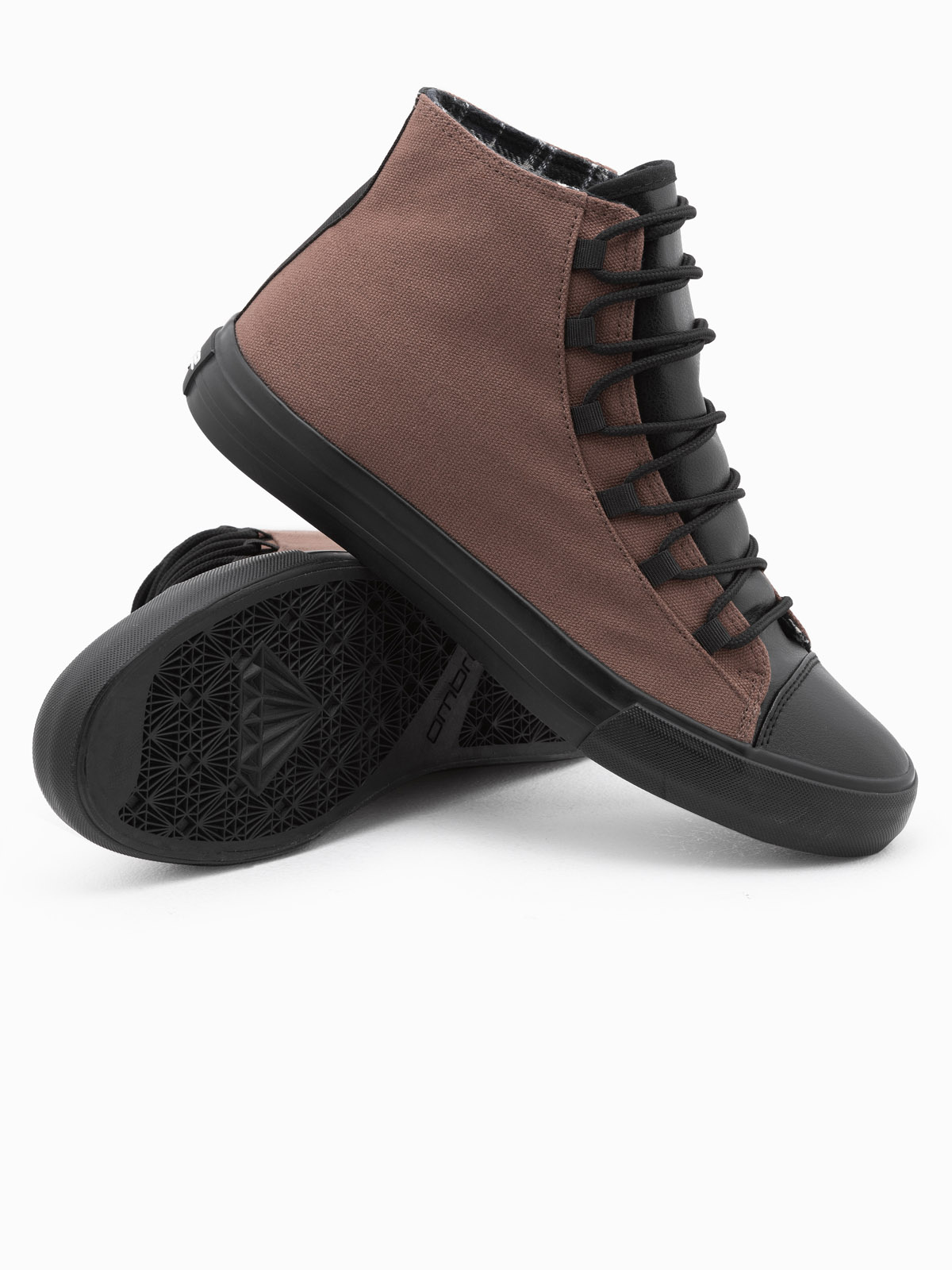 Ombre Men's shoes sneakers with combined materials - brown