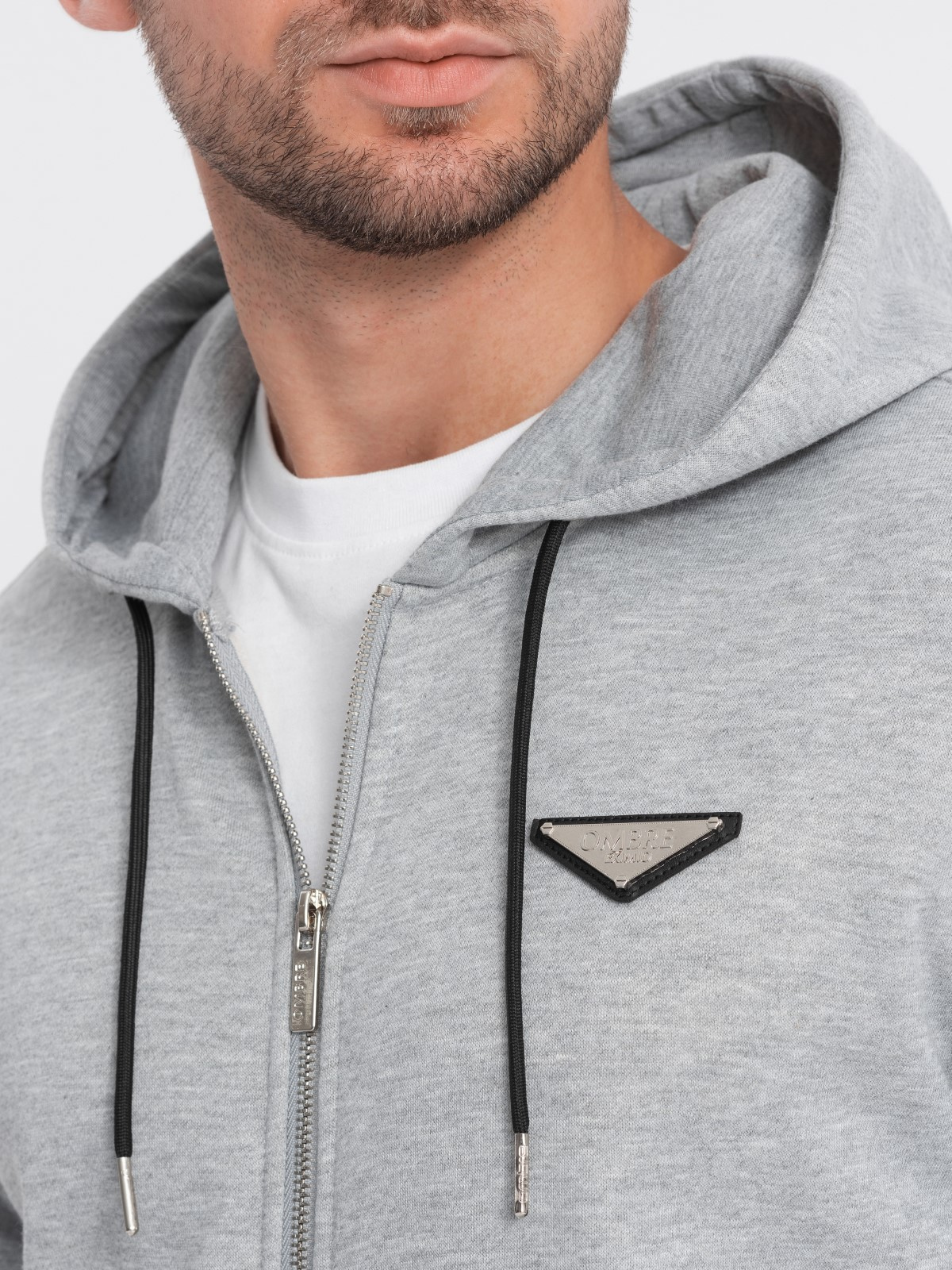 Ombre Men&#039;s unbuttoned hooded sweatshirt - grey melange