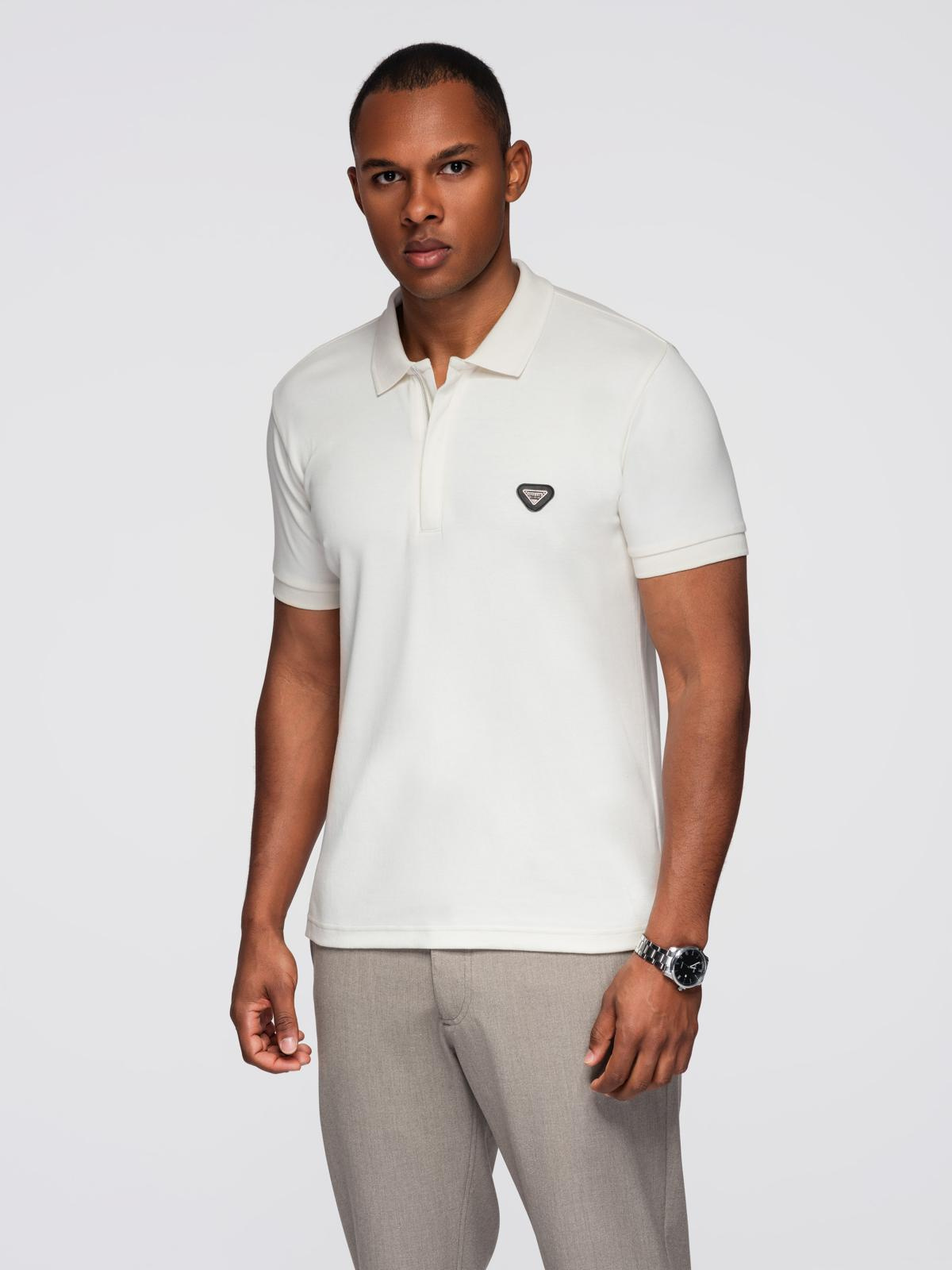 Ombre Men's polo shirt with zipper neckline - white