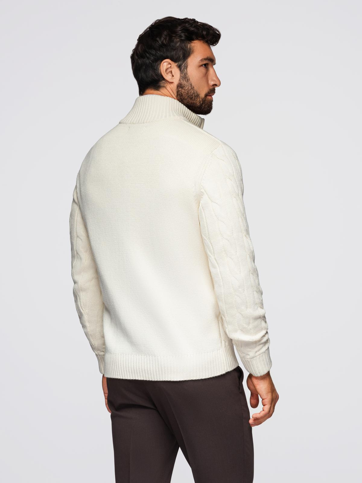 Ombre Men&#039;s plaid sweater with turtleneck zipper - cream
