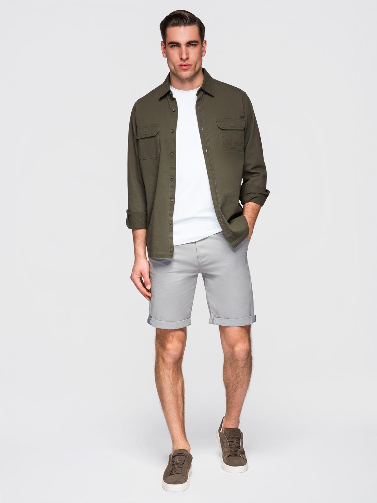 Ombre Men's classic chino shorts with rolled up leg - grey