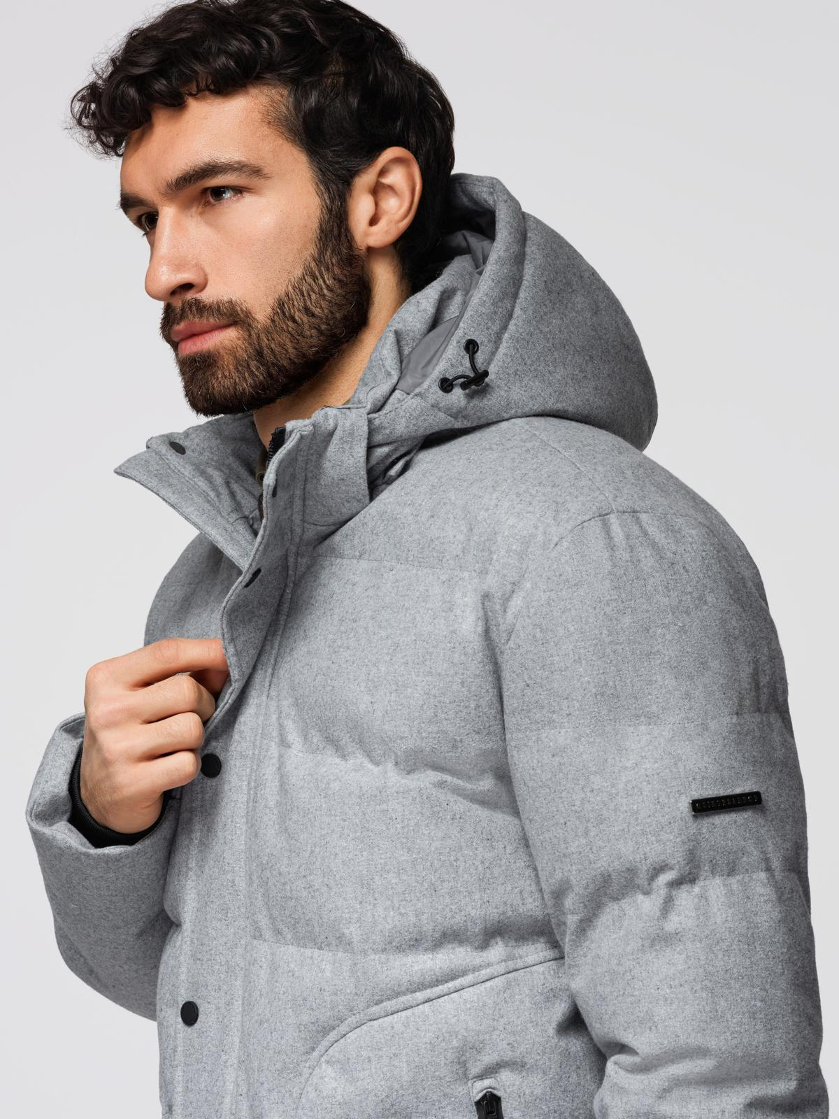 Ombre Men's lightweight jacket with mesh lining and hood - grey