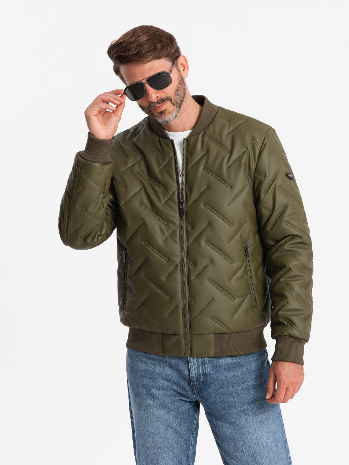 Ombre Men&#039;s embossed bomber jacket - olive