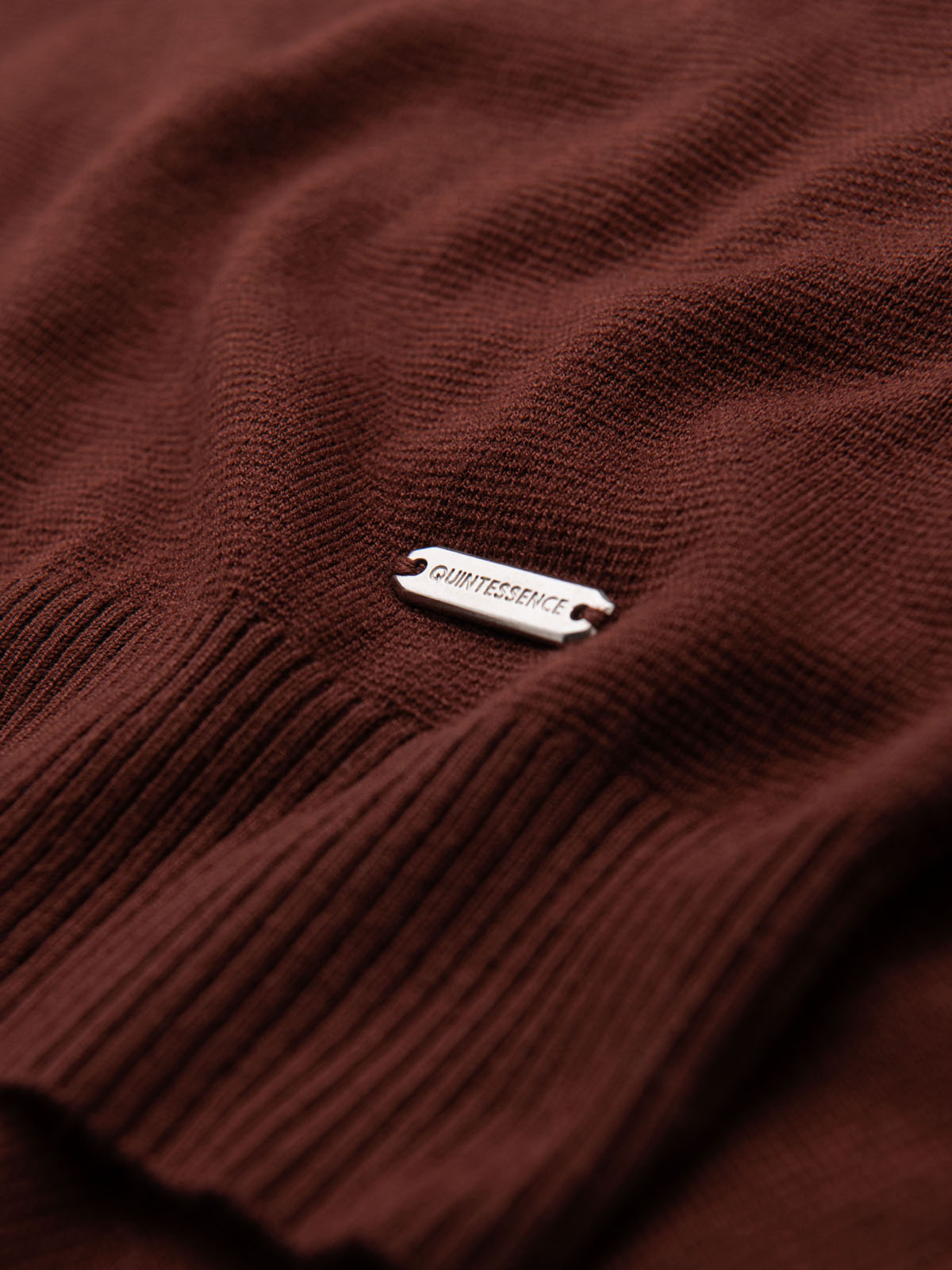 Ombre Men's buttonless polo shirt with classic weave - dark brown