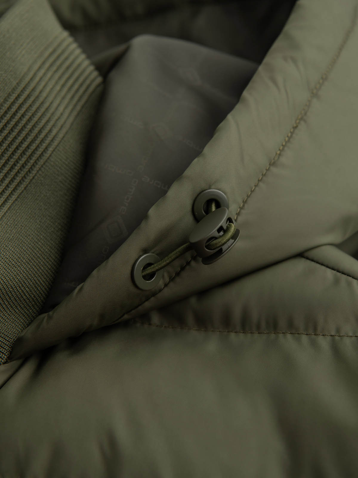 Ombre Men&#039;s quilted bomber jacket with high collar - dark olive green