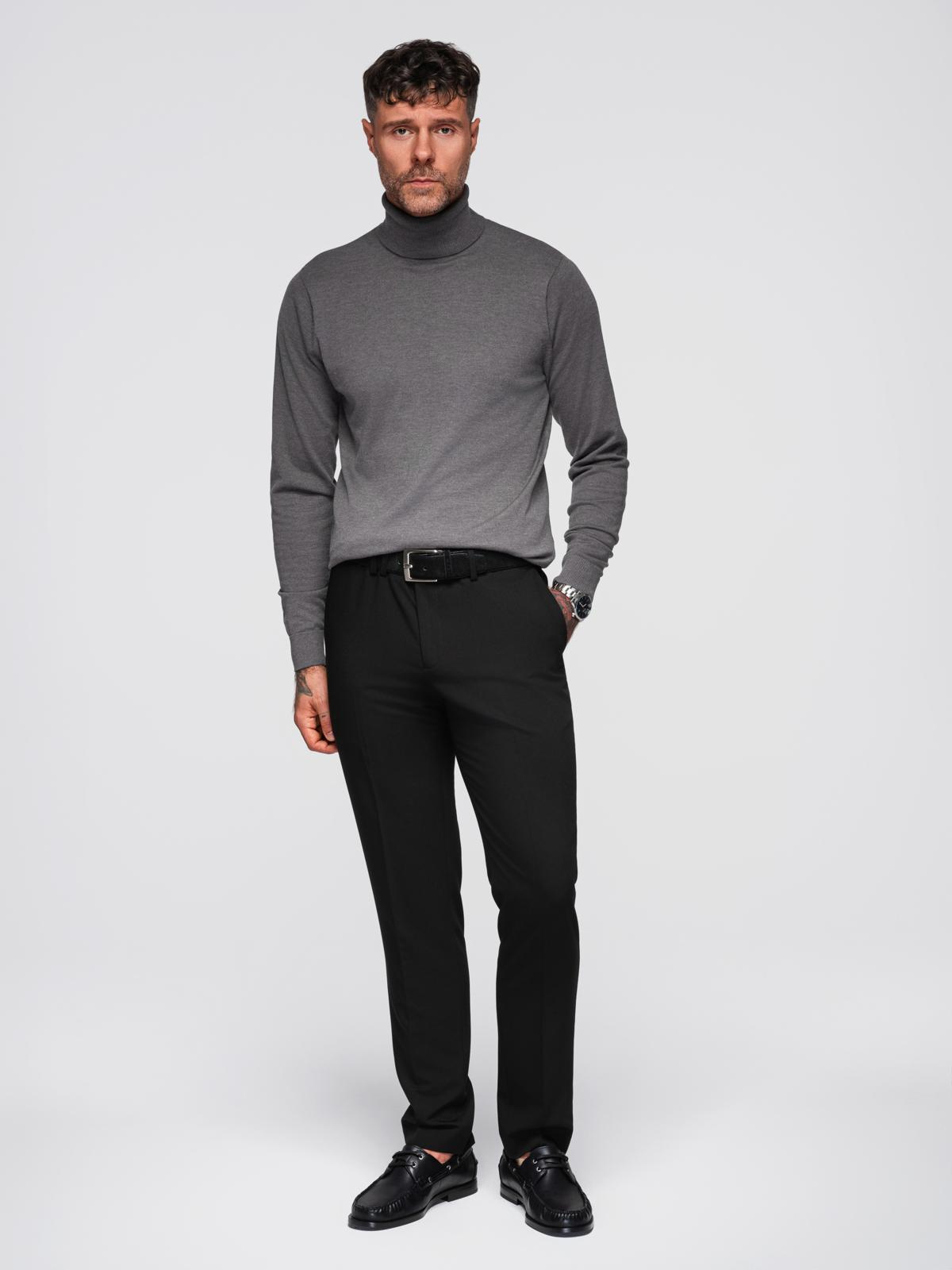 Ombre One color men&#039;s knitted turtleneck with viscose - grey melange