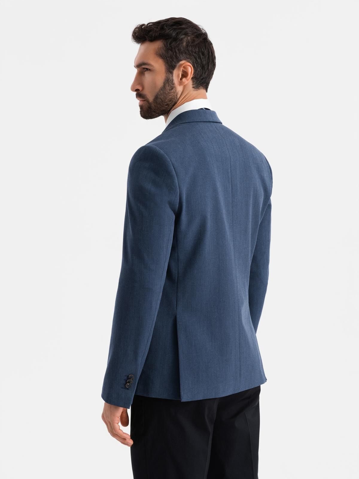 Ombre Elegant men&#039;s SLIM FIT jacket with rayon - dark blue